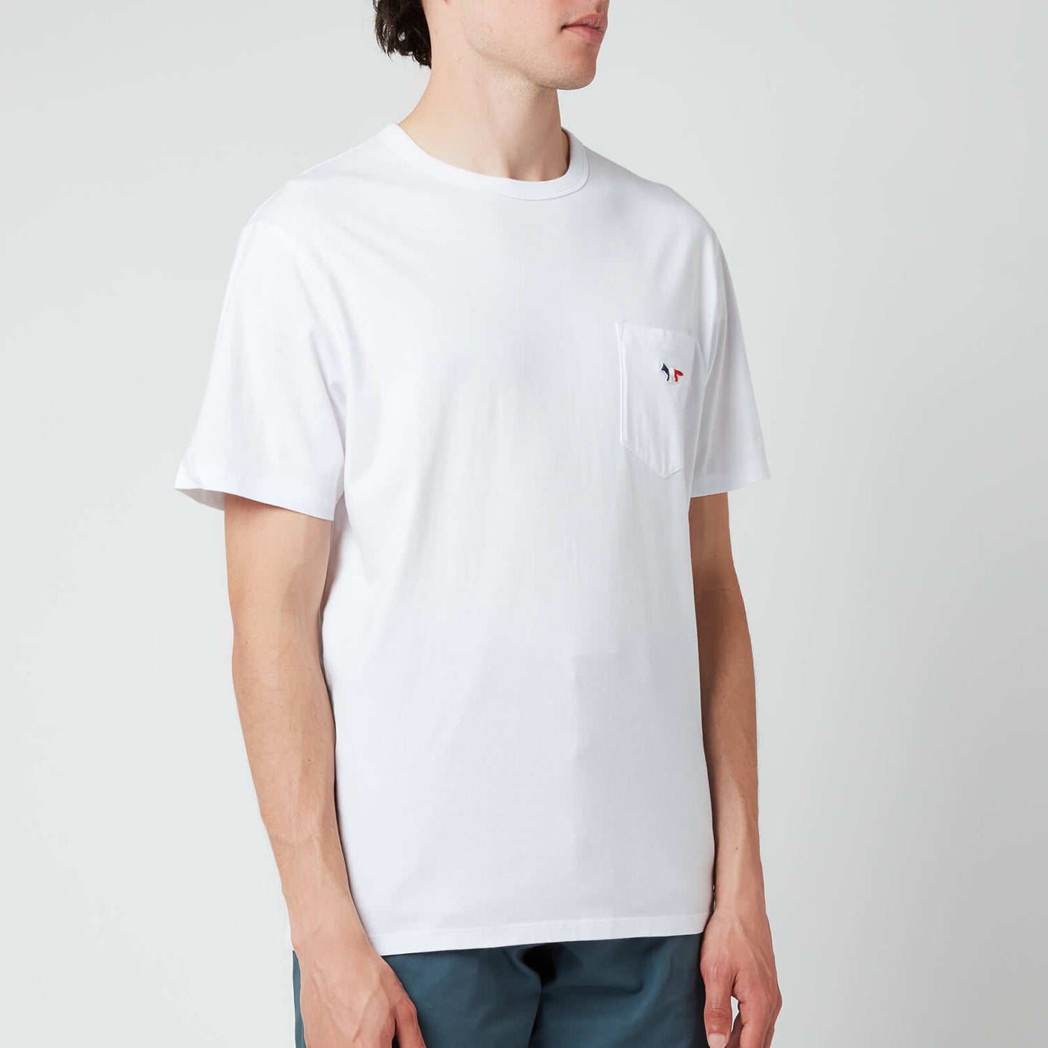 Maison Kitsuné Men's Tricolor Fox Patch Pocket T-Shirt - White - M
