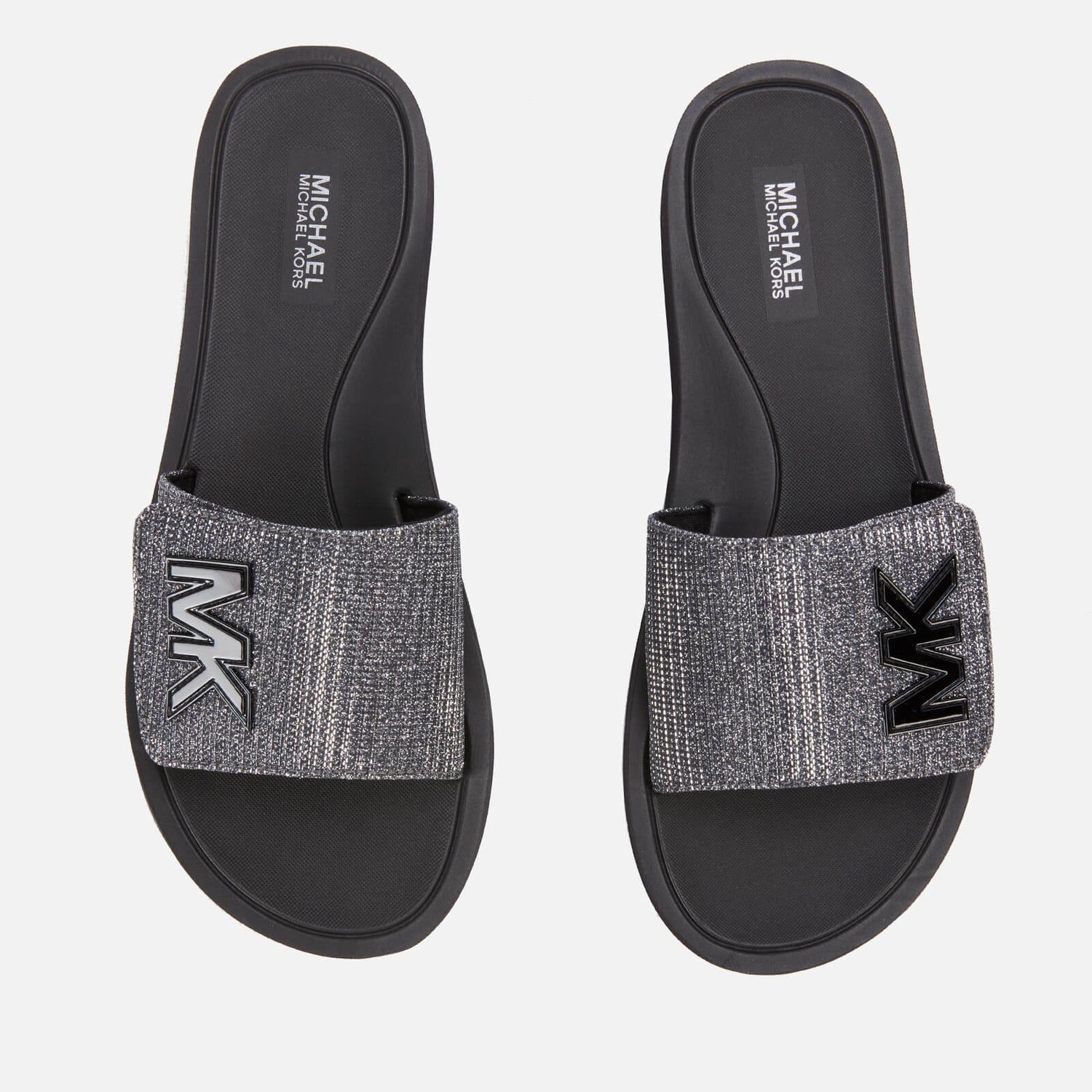 Buy Michael Kors Gideon Logo Slide Sandals  White  Black Color Women   AJIO LUXE