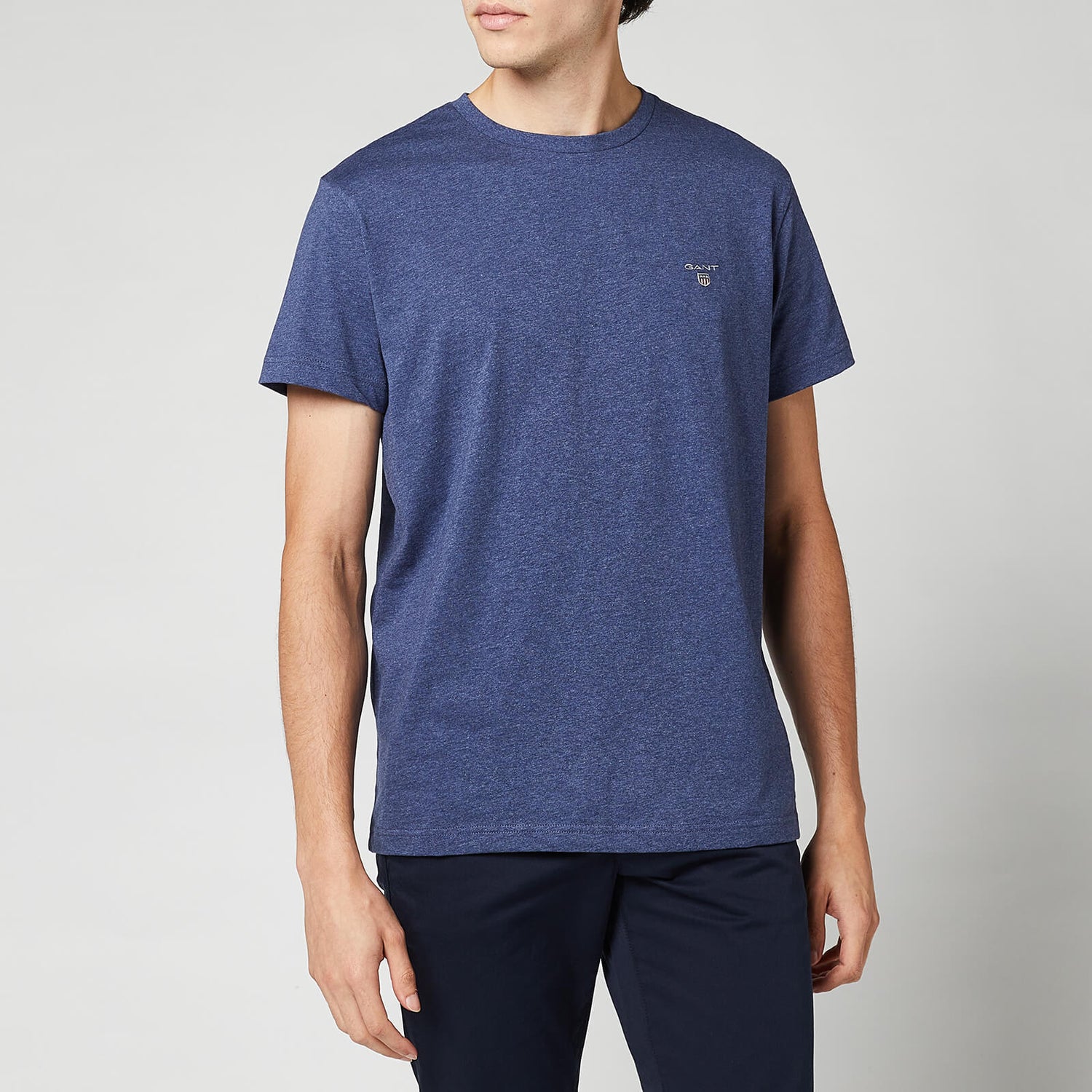 GANT Men's Original Short Sleeve T-Shirt - Dark Jeans Blue Melange