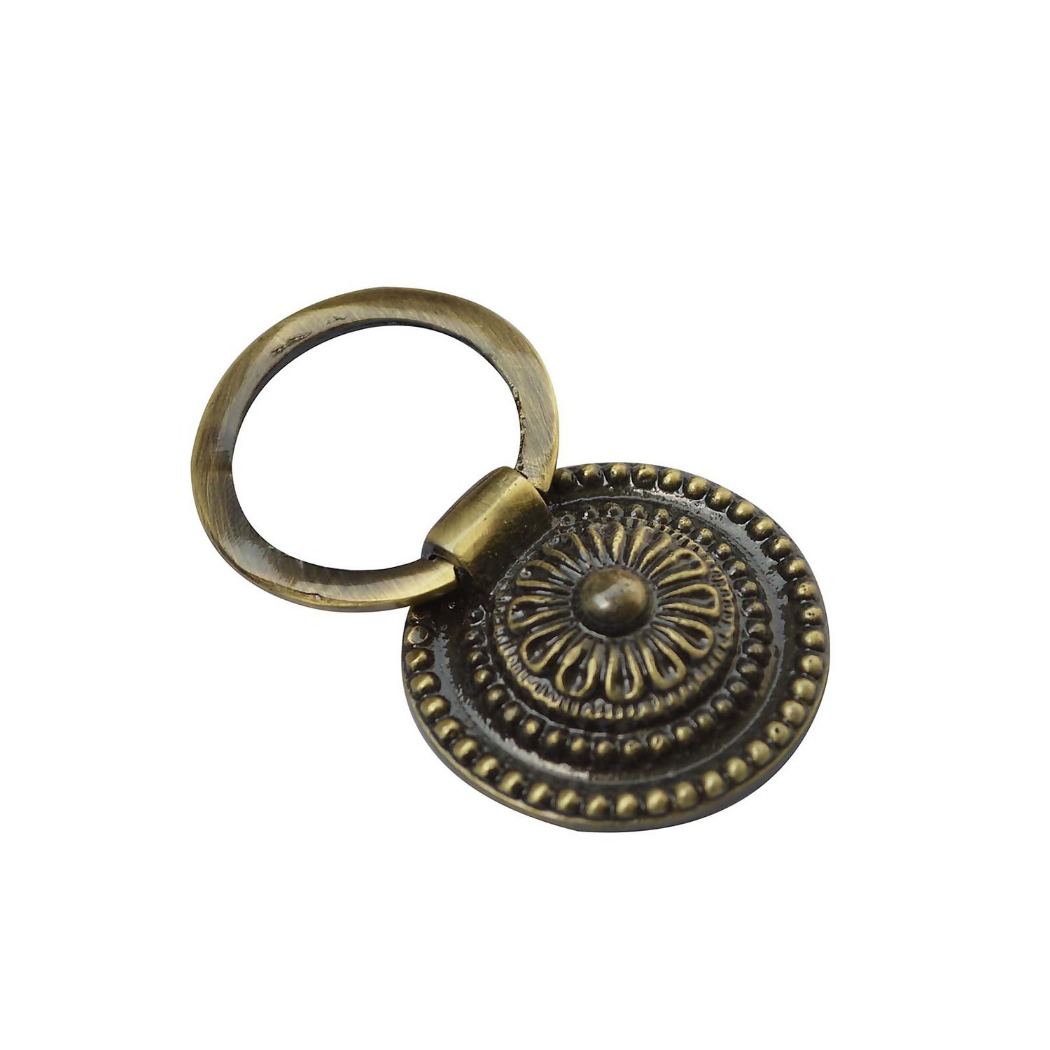 Brushed Brass Round Ring Pull 4″ | Prima Decorative Hardware
