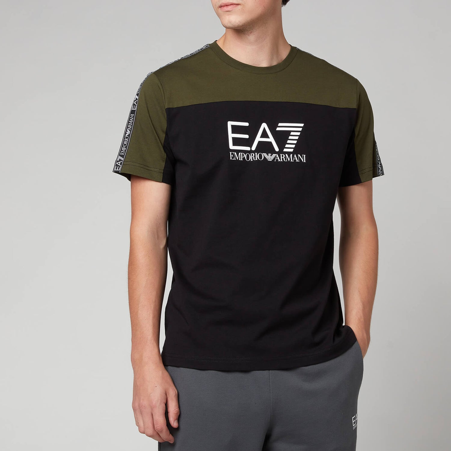 EA7 Men's Athletic Colour Block T-Shirt - Black