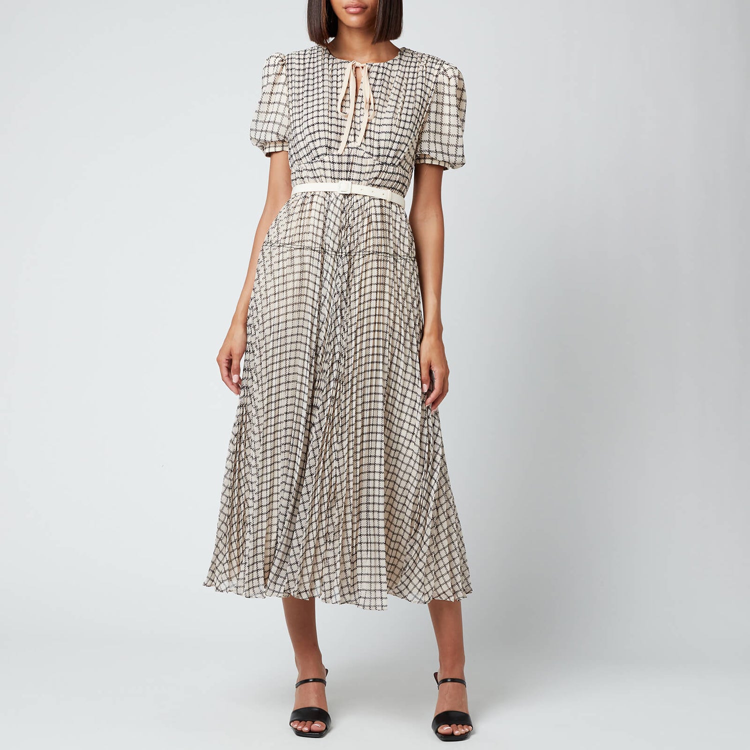 Self Portrait Women S Check Midi Dress Monochrome Free Uk Delivery Available