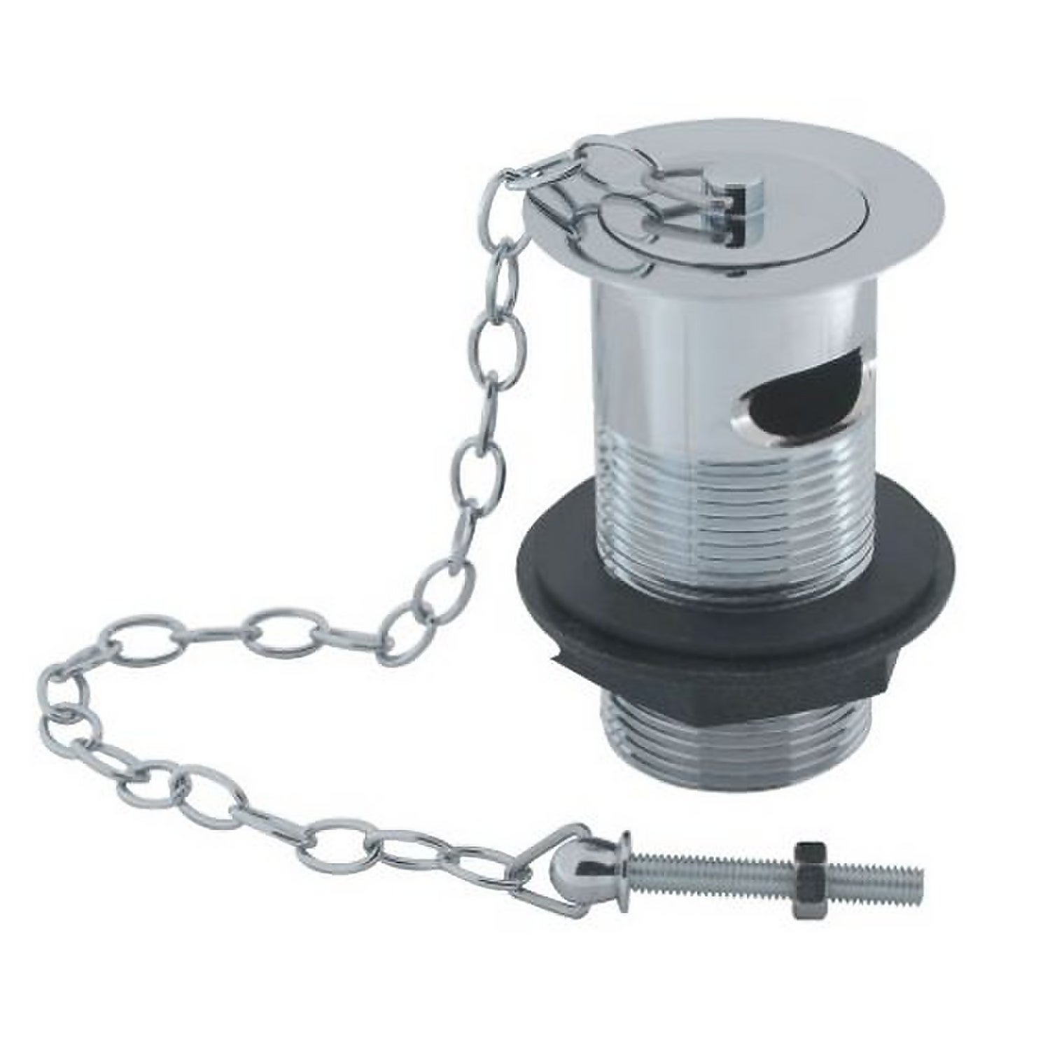 Link Chain Basin Waste with Solid Plug Slotted  - Chrome