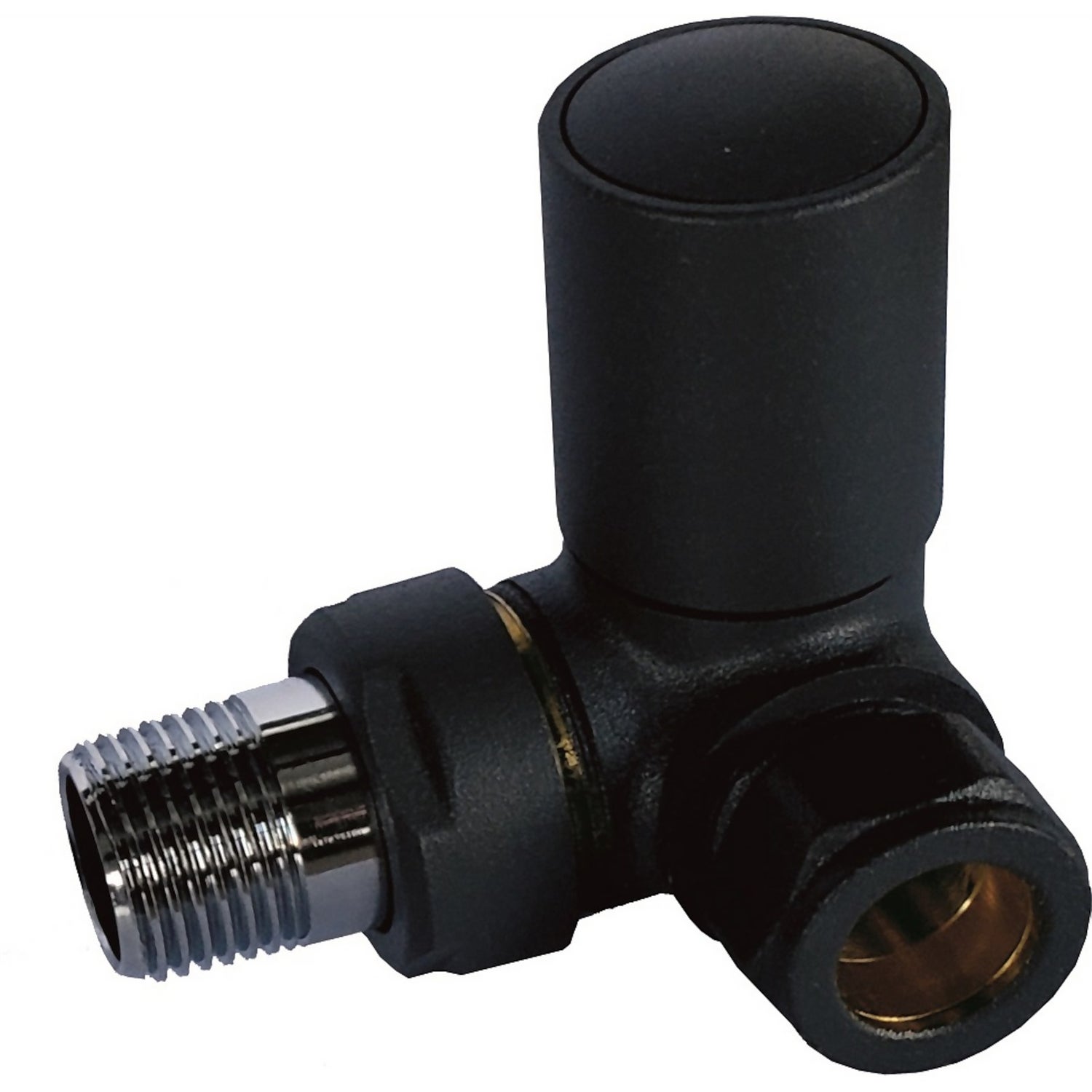 Corner Radiator Valve & Lockshield Set Manual Black