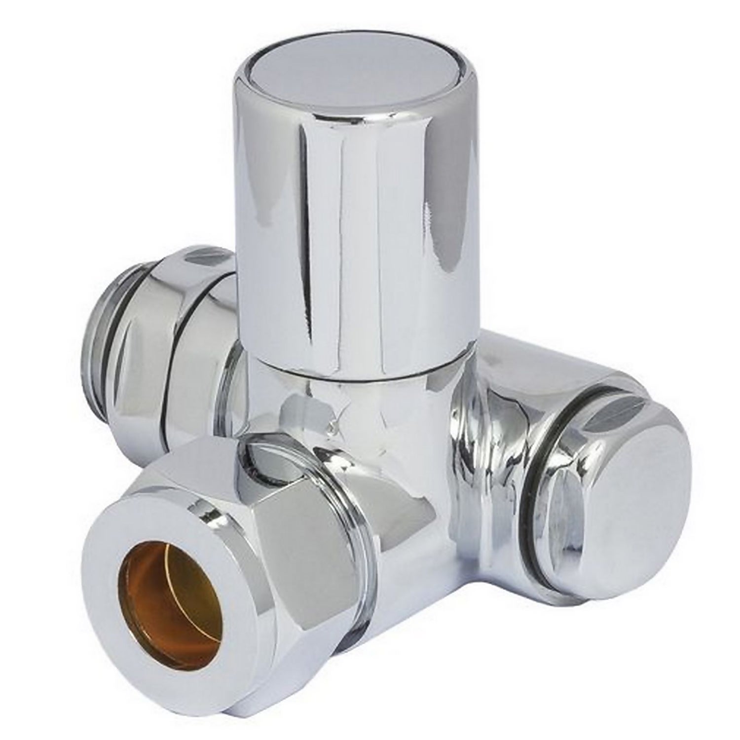 Corner Radiator valve Dual Fuel Set Chrome