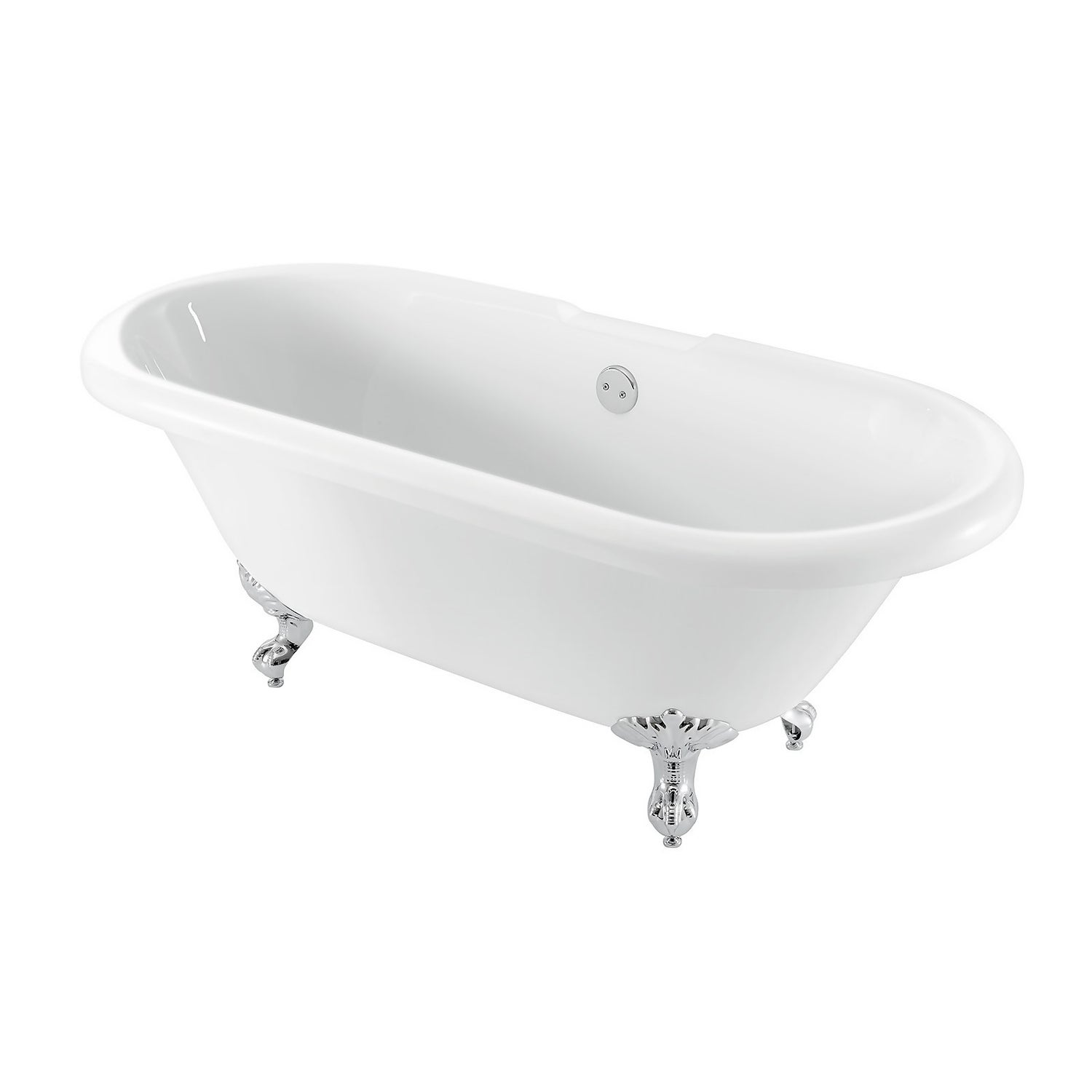 Evesham White Roll Top Bath with Silver Feet