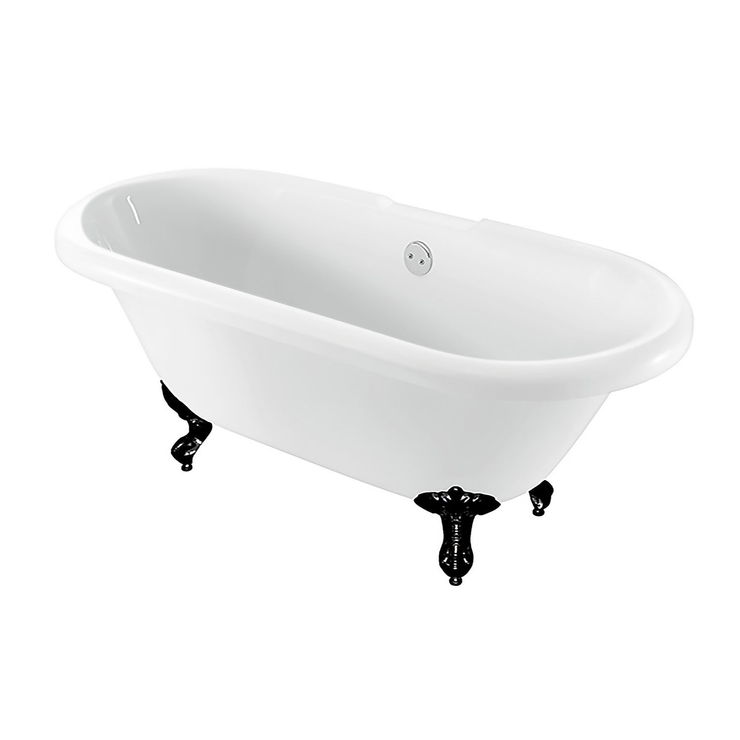 Evesham White Roll Top Bath with Black Claw Feet
