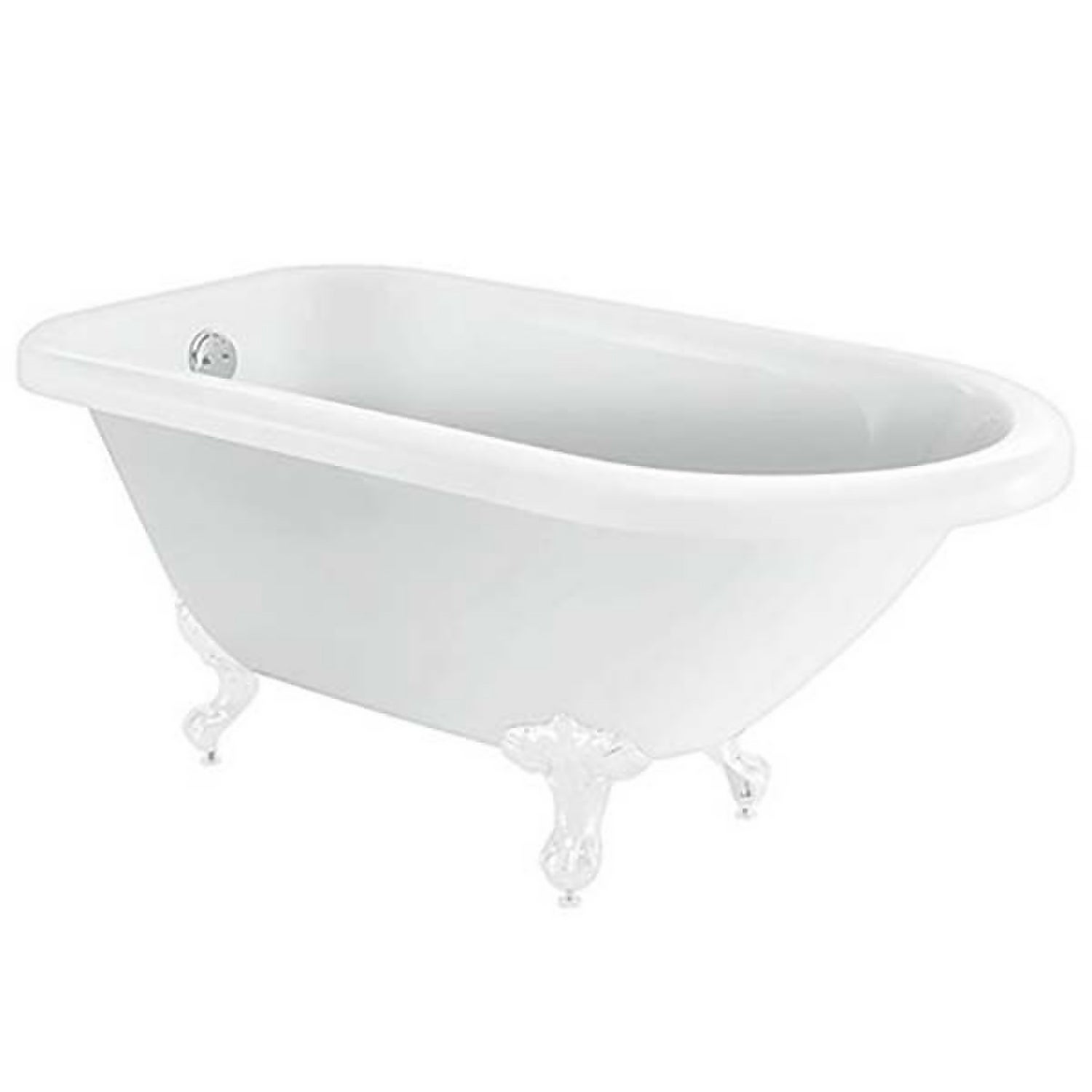 Burford White Compact Roll Top Bath with White Feet