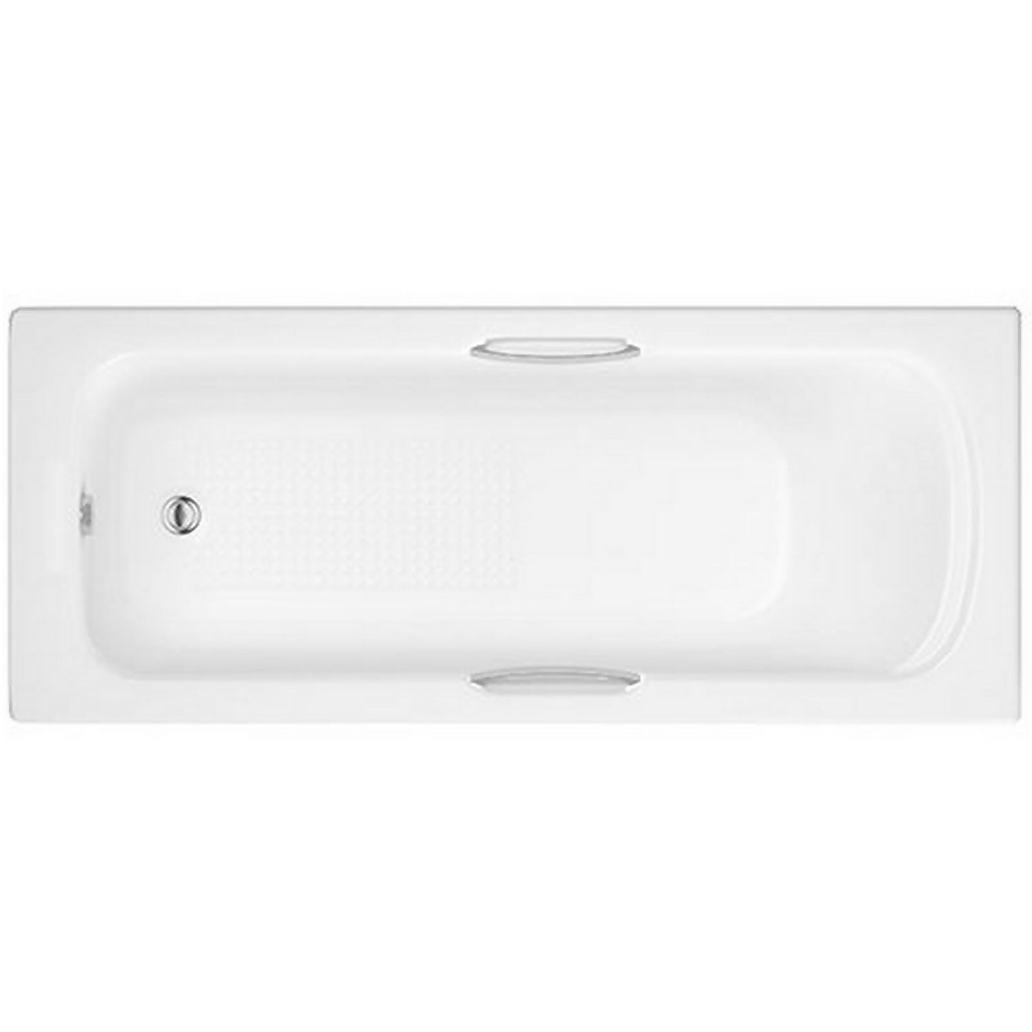 Claro White Straight Bath with Grips - 1500 x 700mm