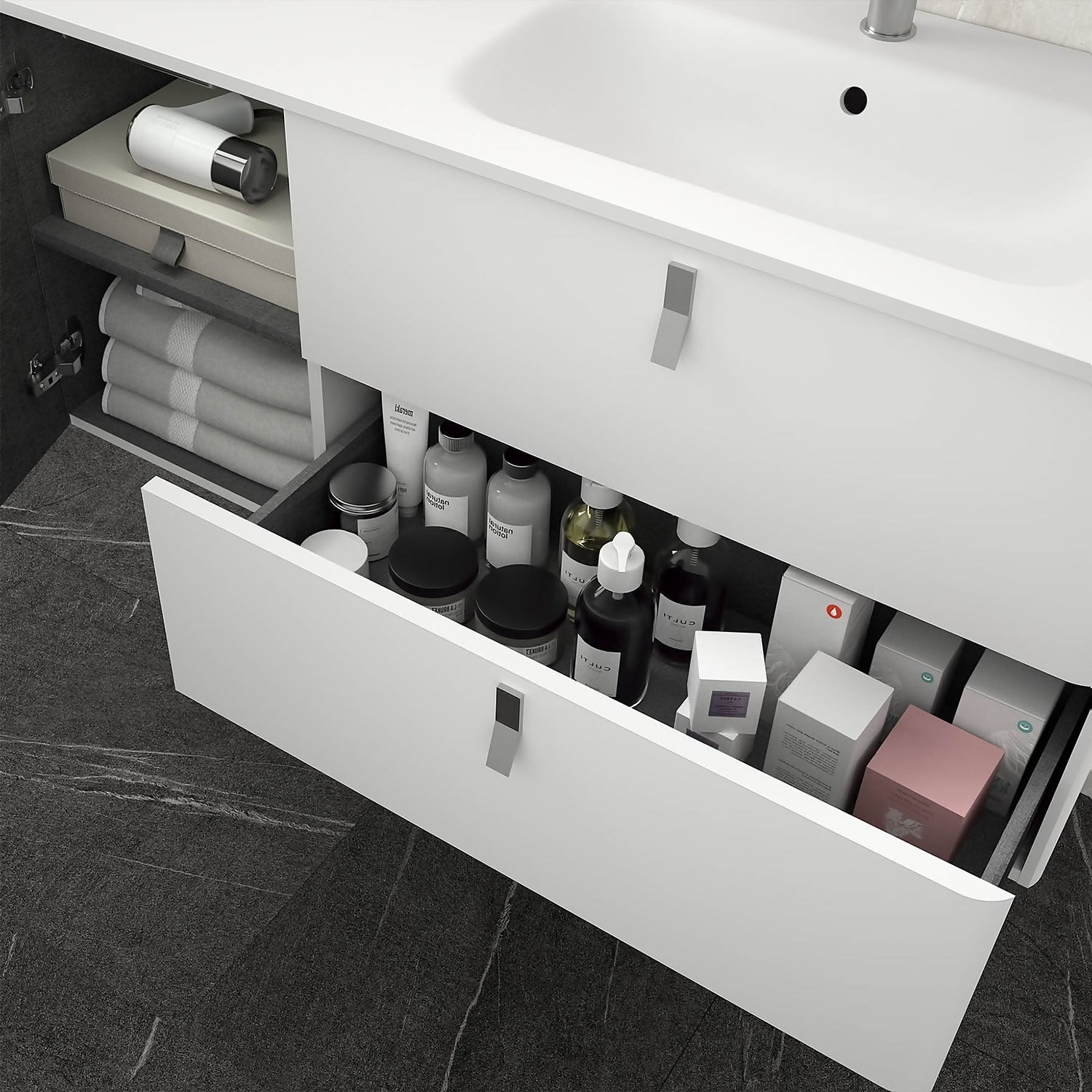 Sketch 900mm Left Hand Inset Basin Vanity Unit