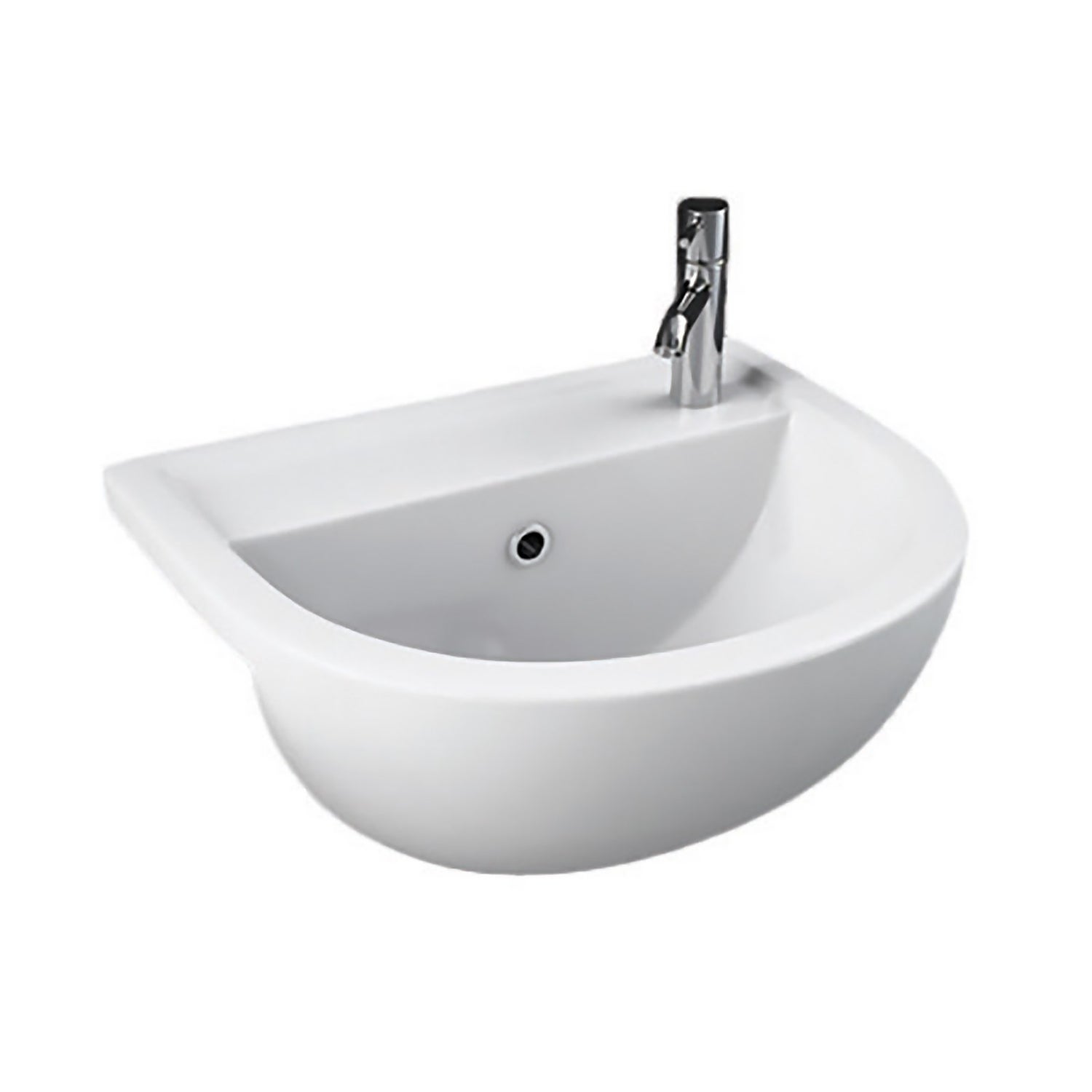 Cedar White Semi Recessed Basin with 1 Tap Hole - 400mm