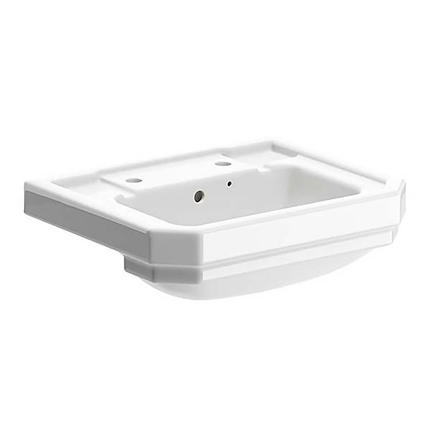Whitechapel White Semi Recessed Basin with 2 Tap Holes