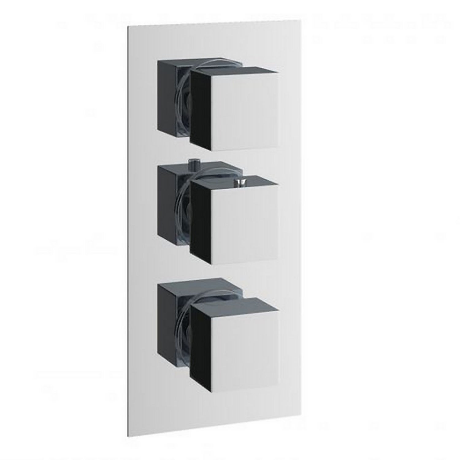 Square Shower Valve 3 Outlet Thermostatic - Chrome