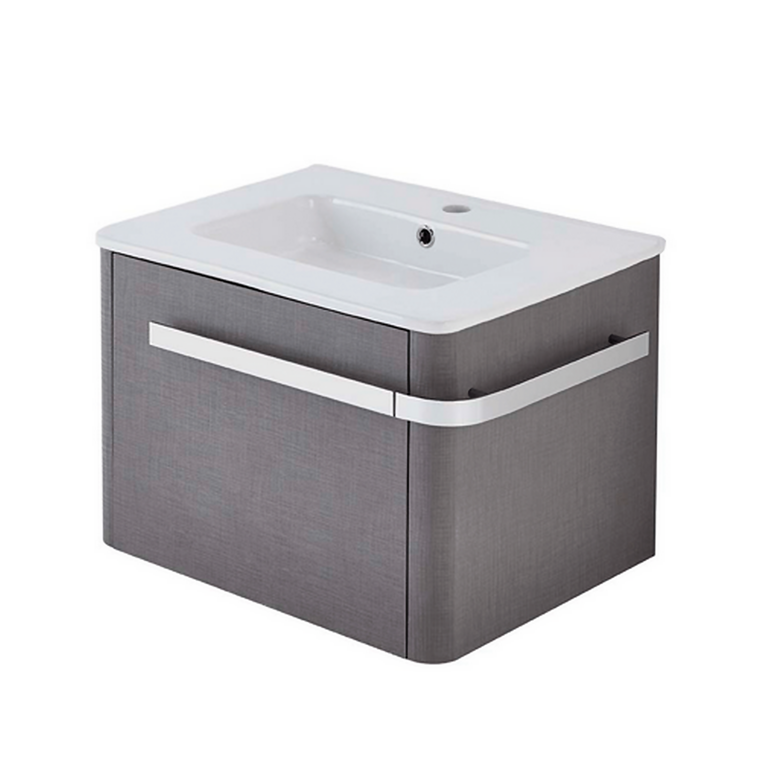 Linen 600mm Wall Hung Vanity Unit with Basin - Grey