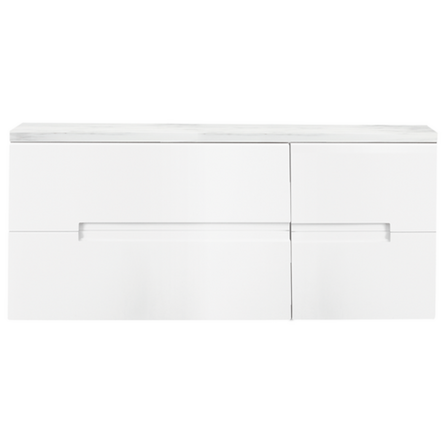 Vermont 1200mm Wall Mounted Vanity Unit with Carrara White Worktop - Gloss White