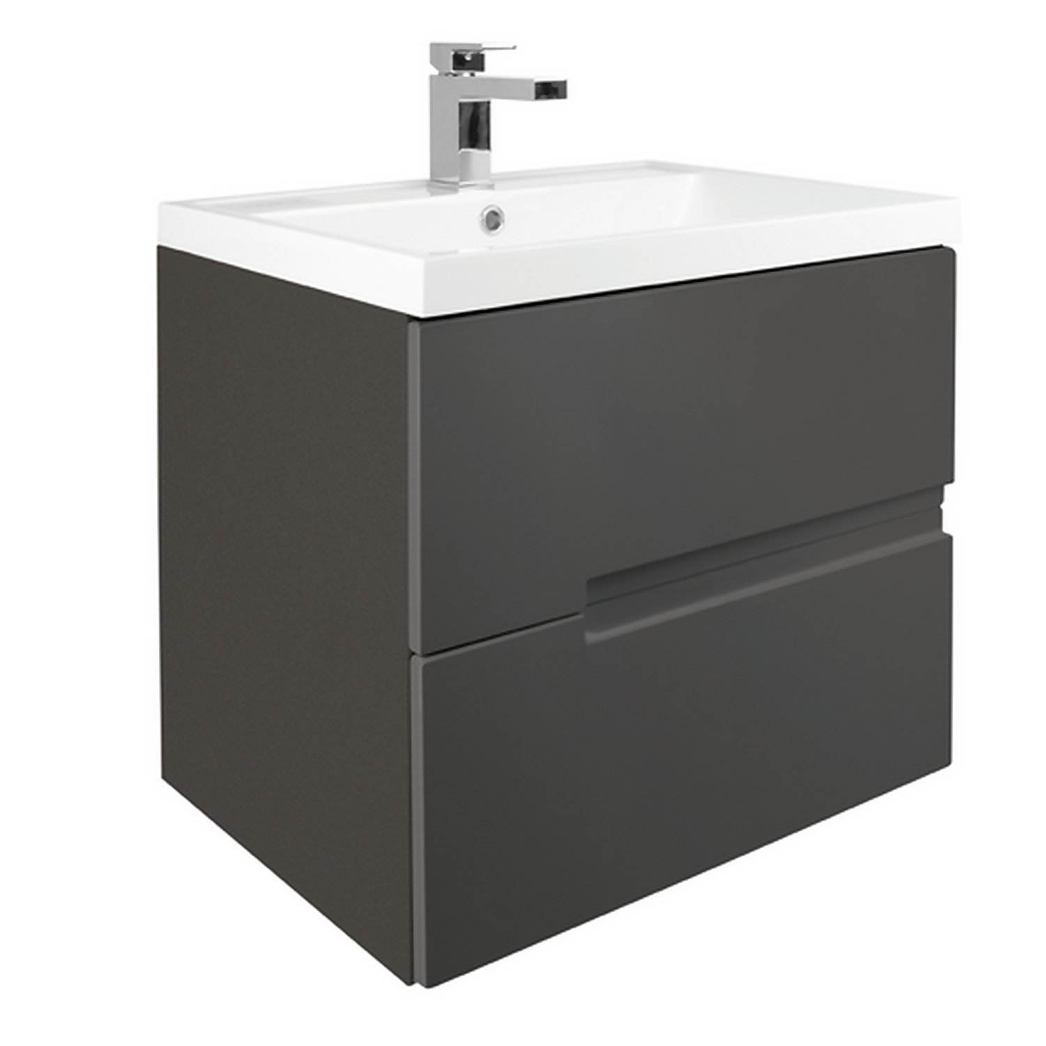 Vermont 600mm Wall Hung Vanity Unit with Basin - Gloss Grey