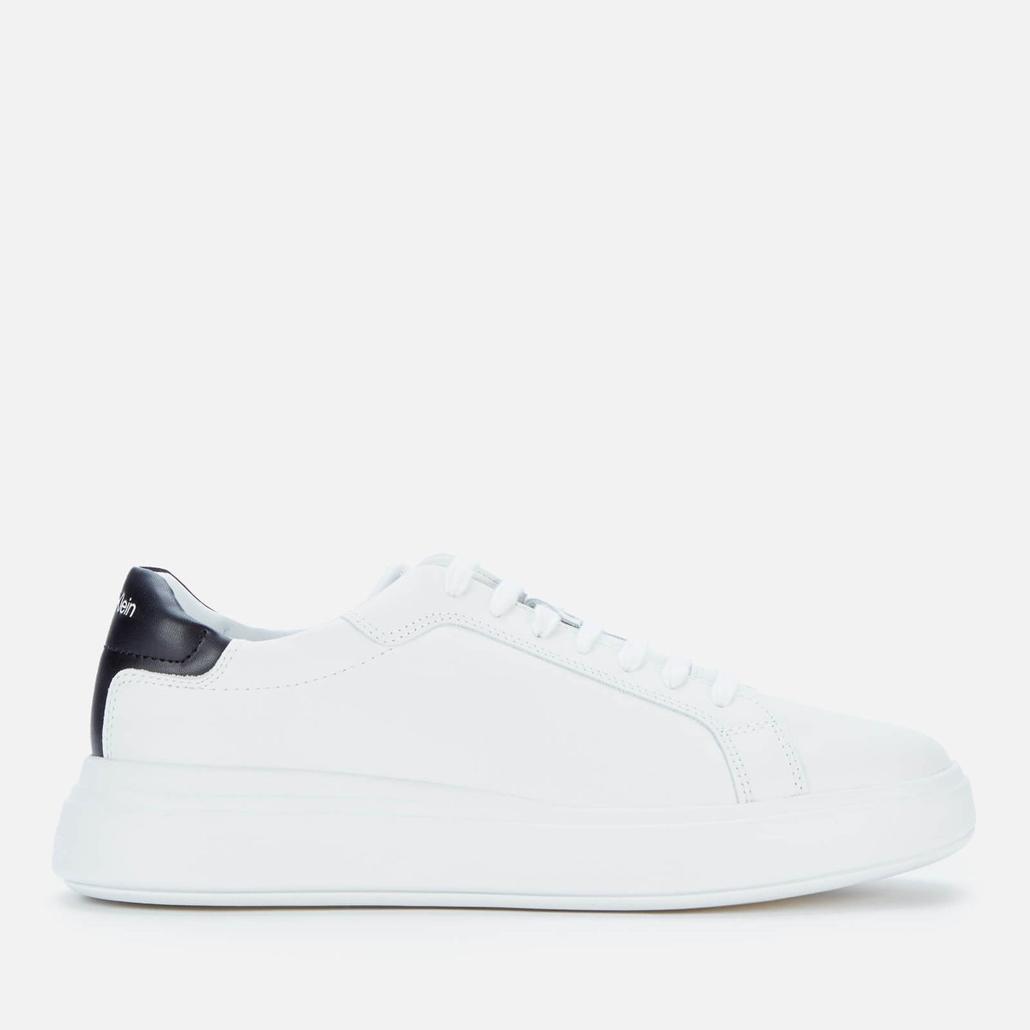 Calvin Klein Men's Leather Low Top Trainers - White/Black - UK 10.5