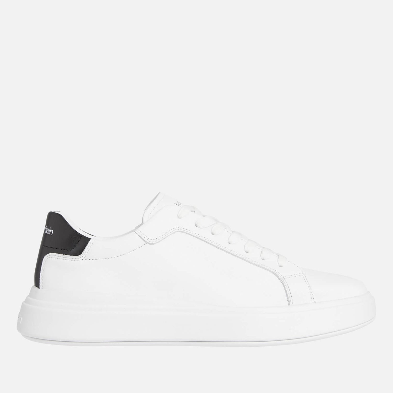 Calvin Klein Men's Leather Low Top Trainers - White/Black - UK 8