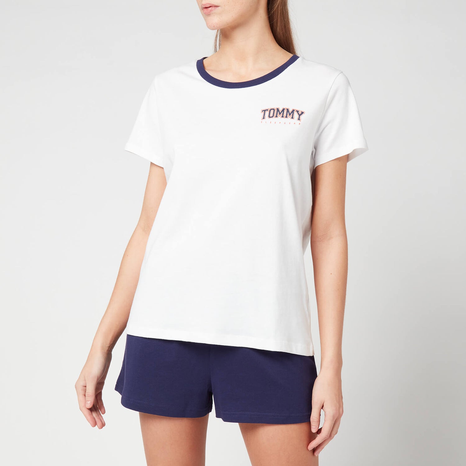 Tommy Hilfiger Women's Sustainable T-Shirt And Shorts Set - White/Yale Navy - XS
