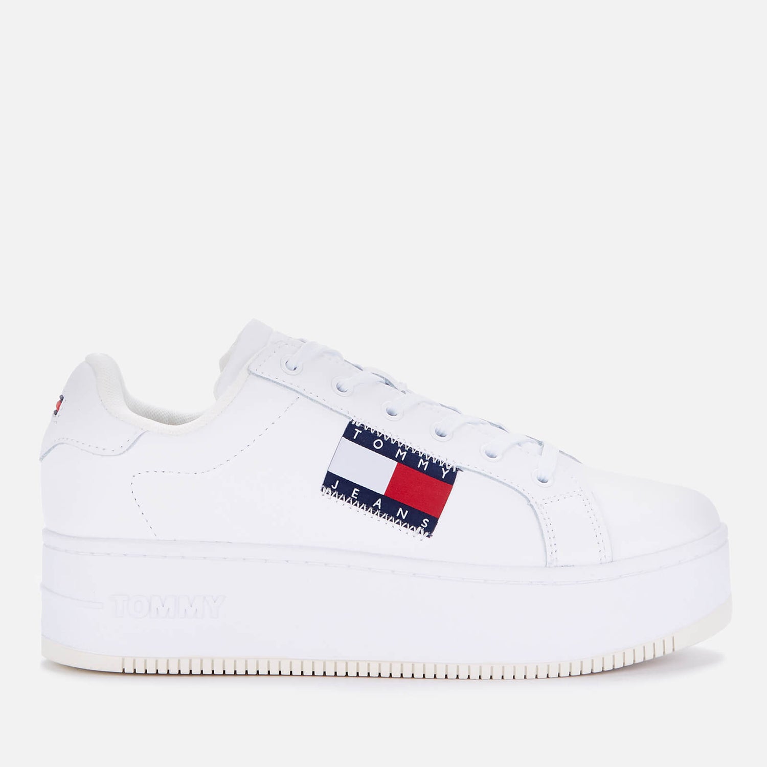 Tommy Jeans Women's Flag Leather Flatform Trainers - White