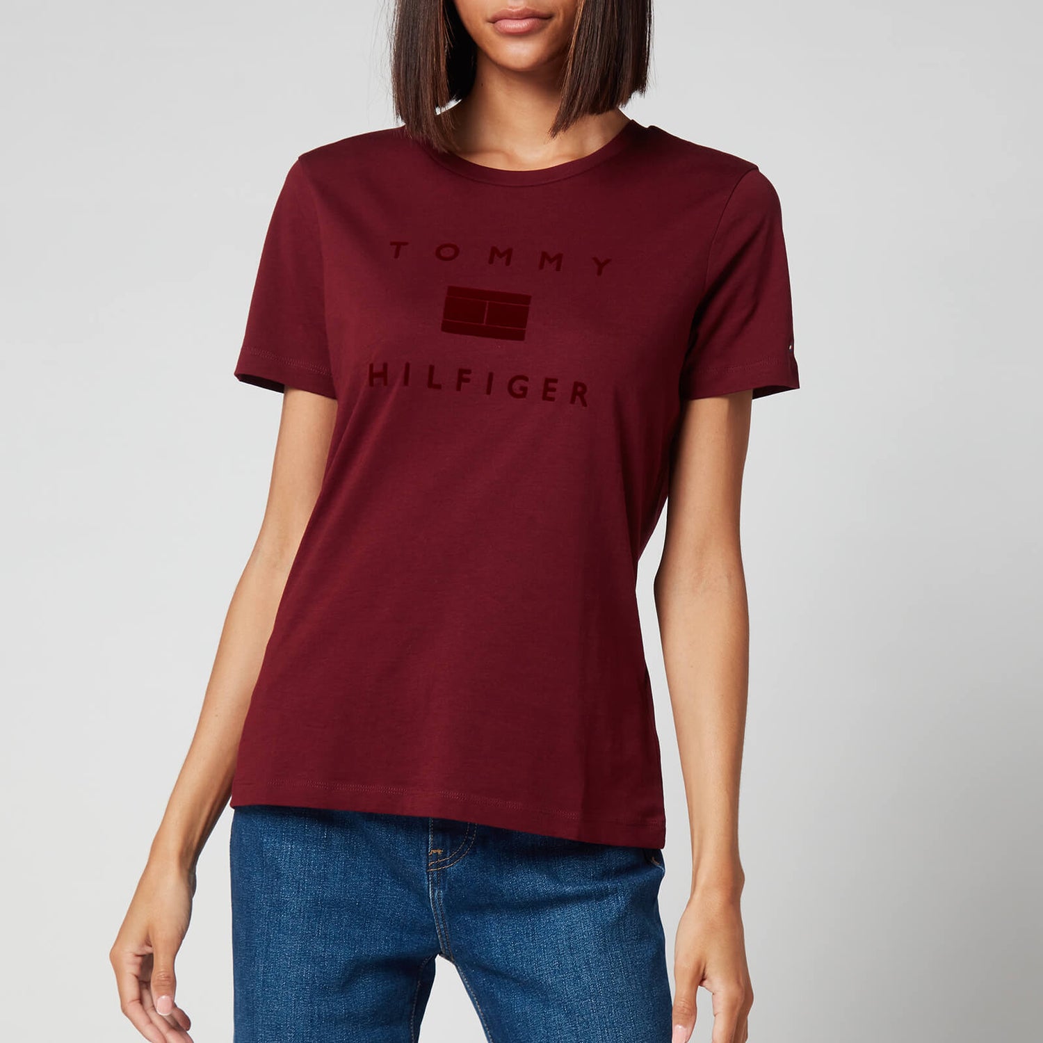Tommy Hilfiger Women's Organic Cotton Regular T-Shirt - Deep Rouge