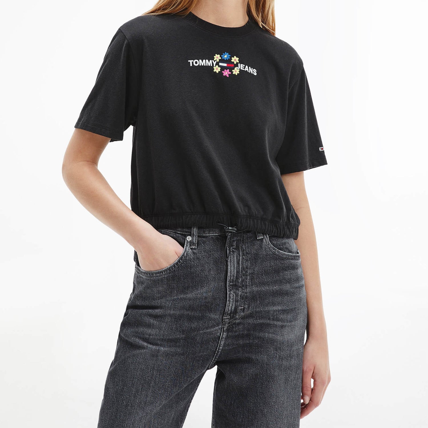 Tommy Jeans Women's Sustainable Crop Floral T-Shirt - Black - M