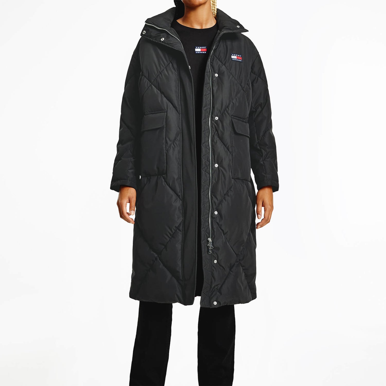 Tommy Jeans Women's Recycled Longline Fashion Puffer - Black - M