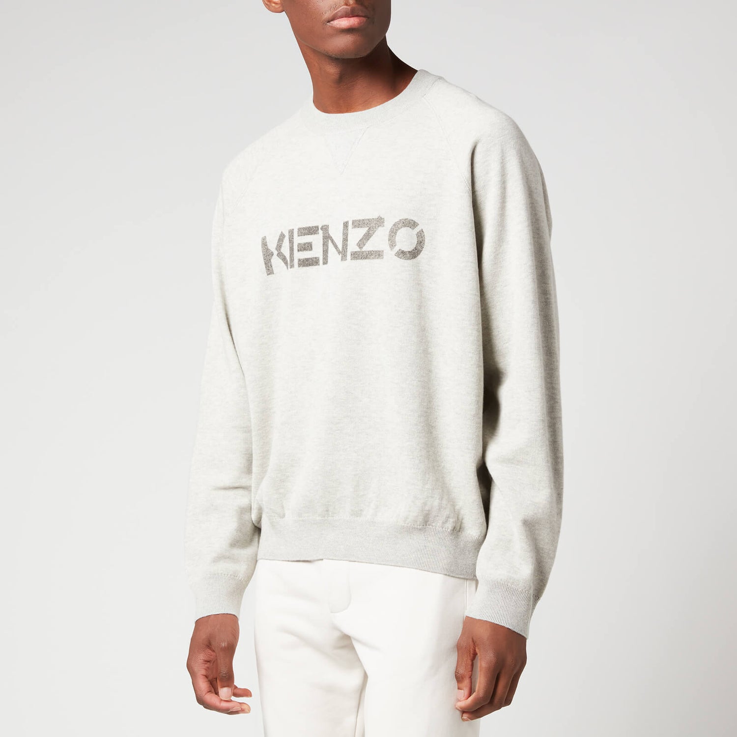 KENZO Men's Logo Print Jumper - Pale Grey
