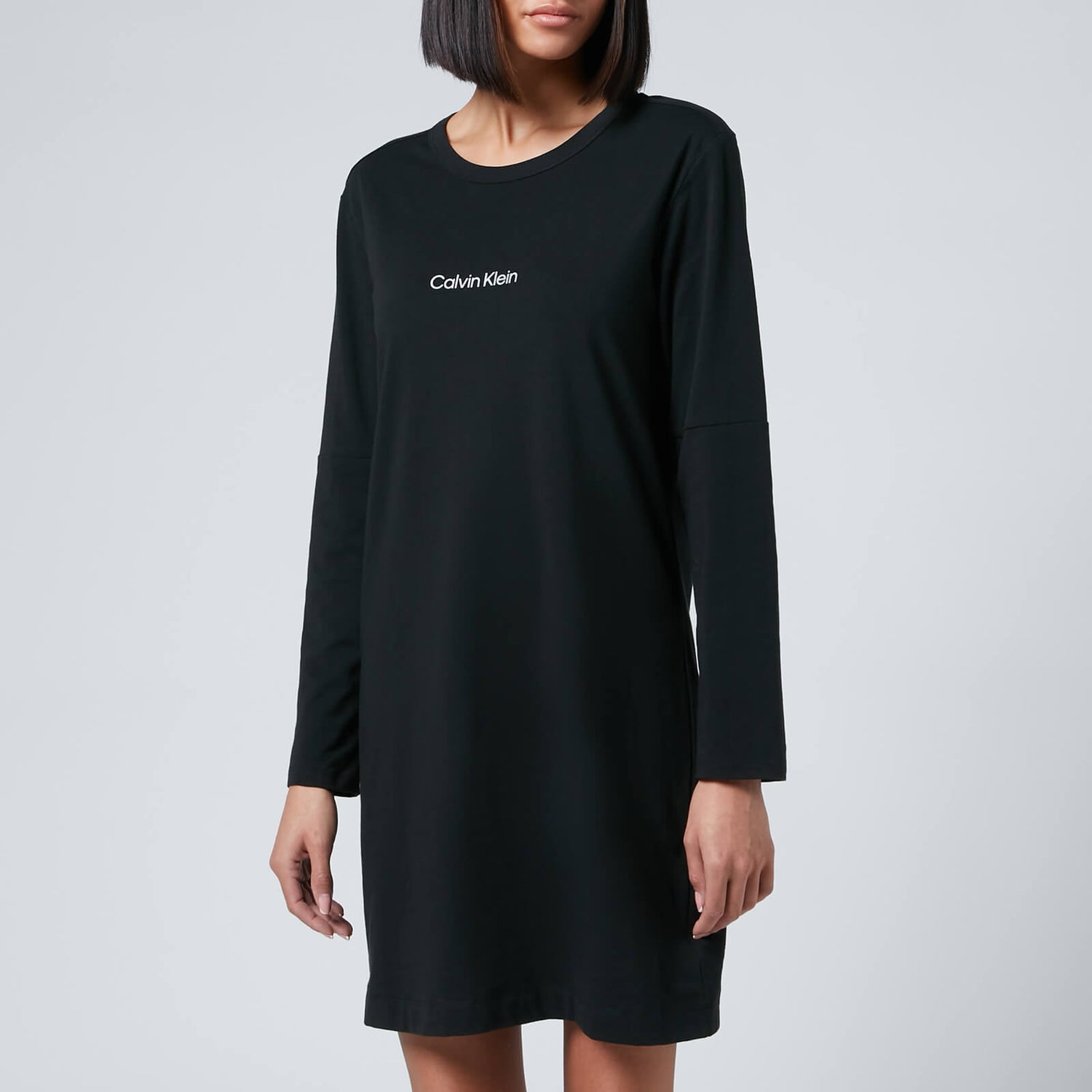 Calvin Klein Women's Long Sleeve Nightshirt - Black - XS