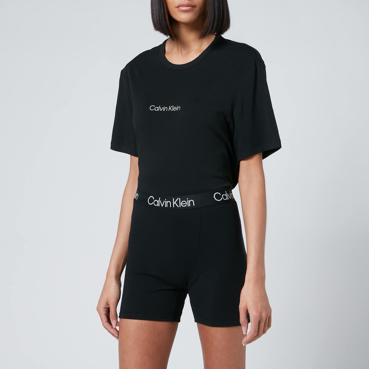 Calvin Klein Women's Short Sleeve T-Shirt And Shorts Set - Black - S