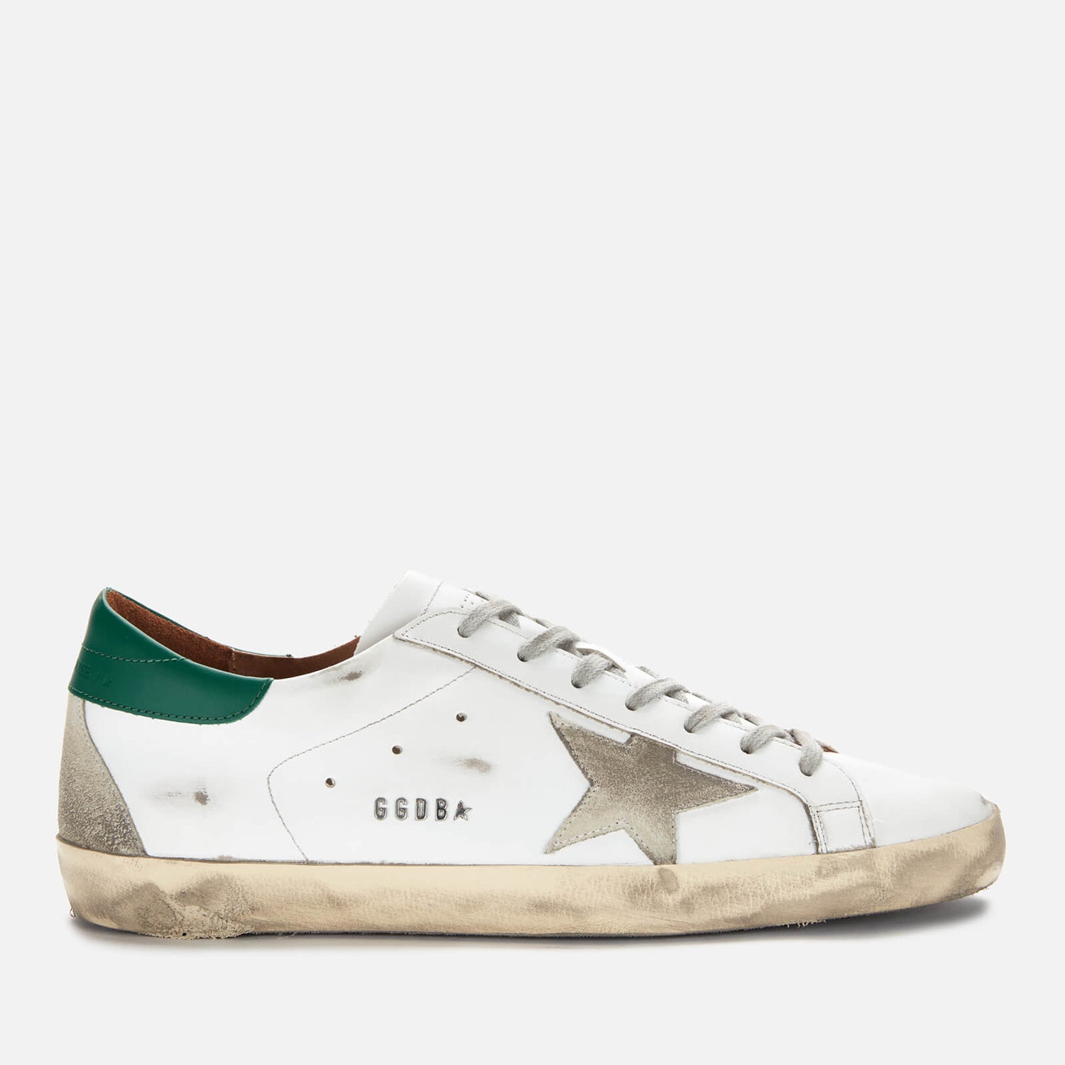 Golden Goose Men's Superstar Leather Trainers - White/Ice/Green - UK 7
