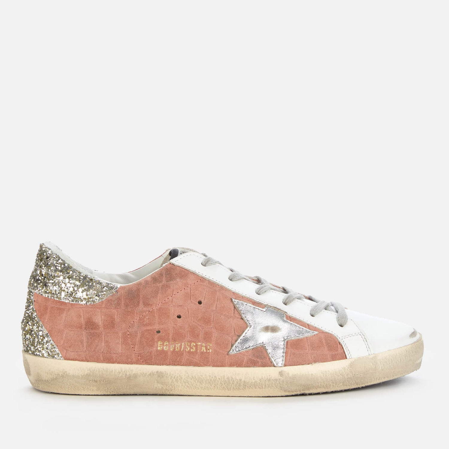 Golden Goose Women's Superstar Croc Printed Leather Trainers - Mauve/White/Silver - UK 3