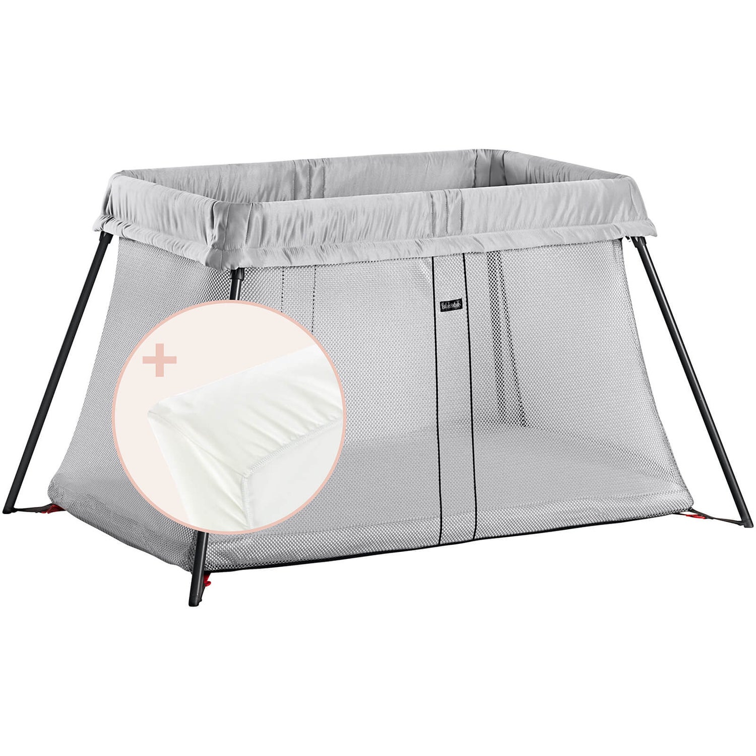 BABYBJÖRN Travel Cot and Fitted Sheet - Silver