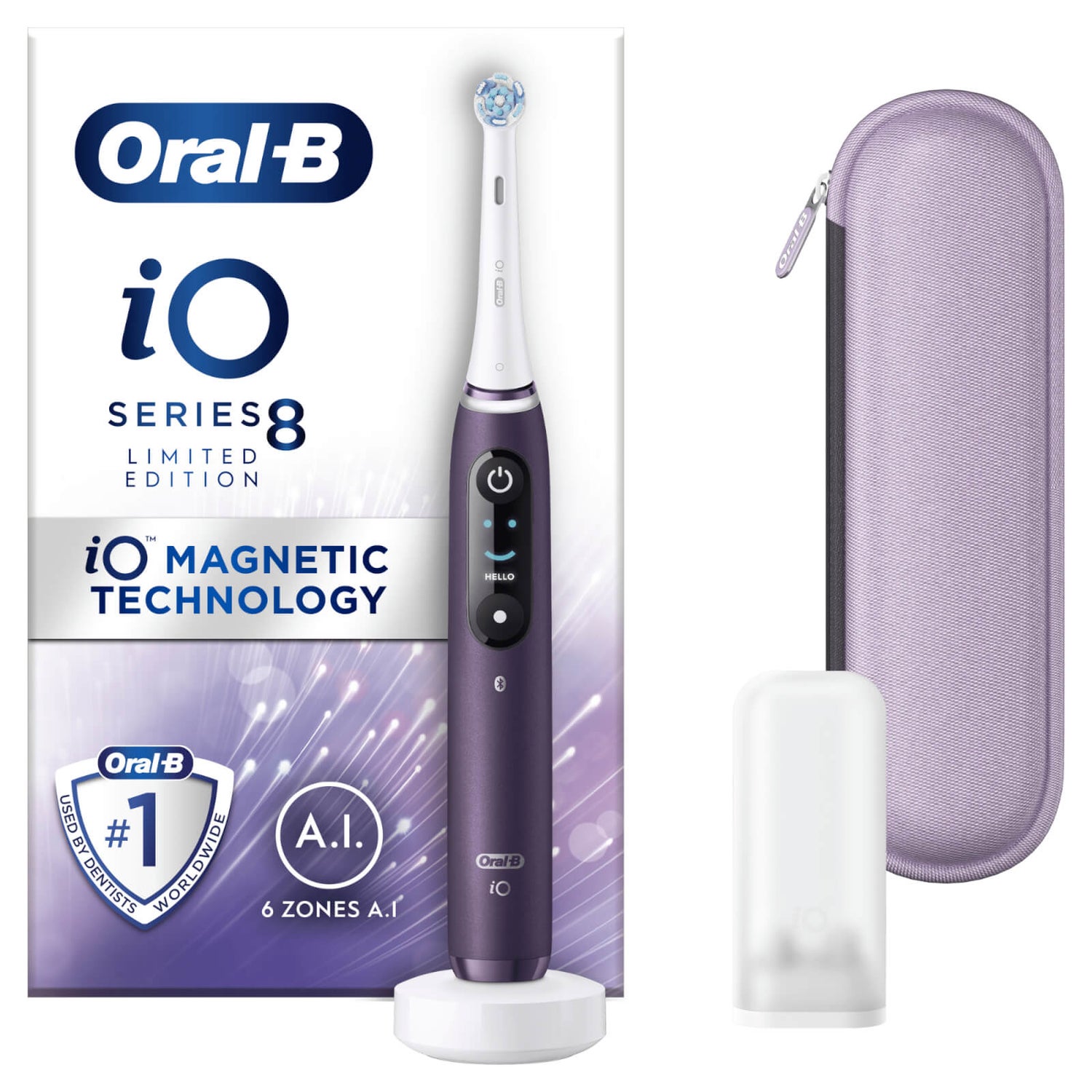 Oral B iO8 Violet Electric Toothbrush with Zipper Case