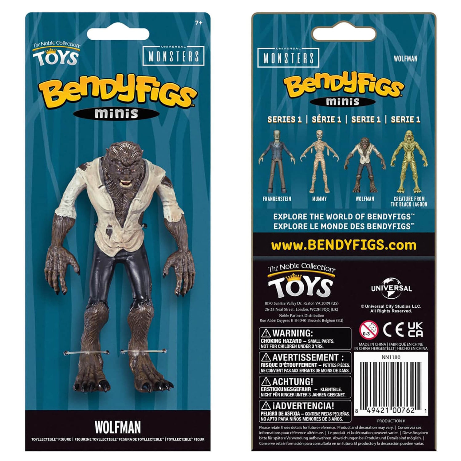 Noble Collection Universal Monsters Wolfman Mini Bendyfig 5.5 Inches