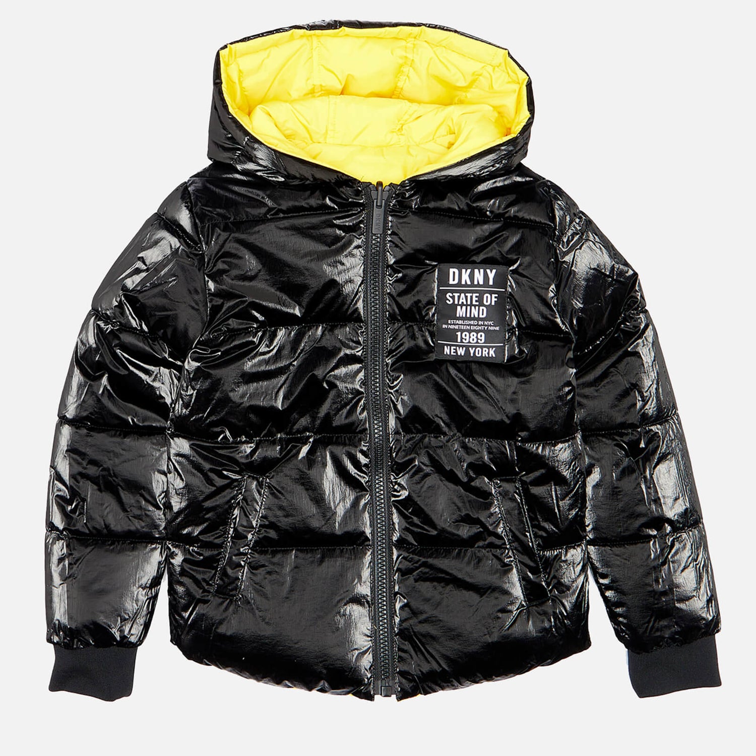 DKNY Girls' Reversible Puffer Jacket - Yellow