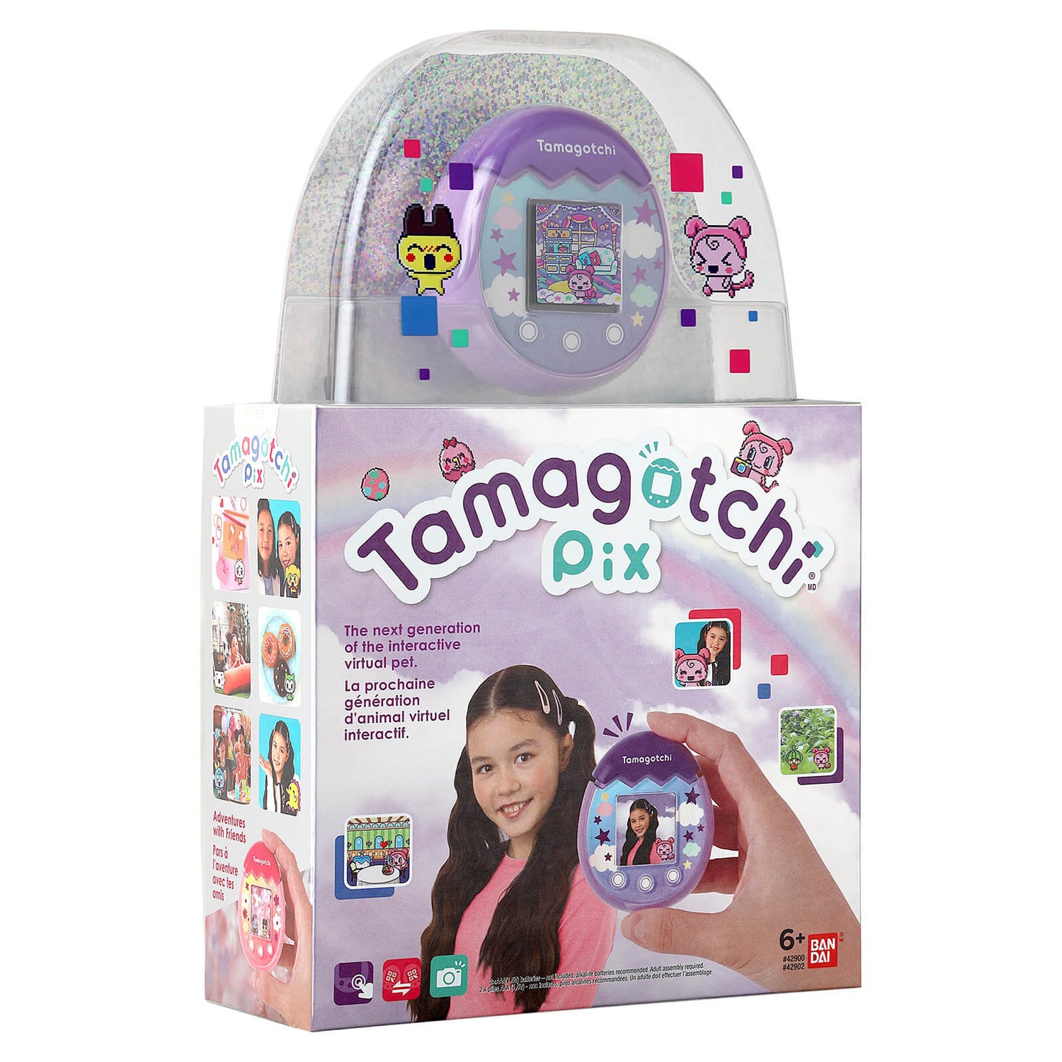 Tamagotchi Pix Animal virtuel et appareil photo violet Bandai
