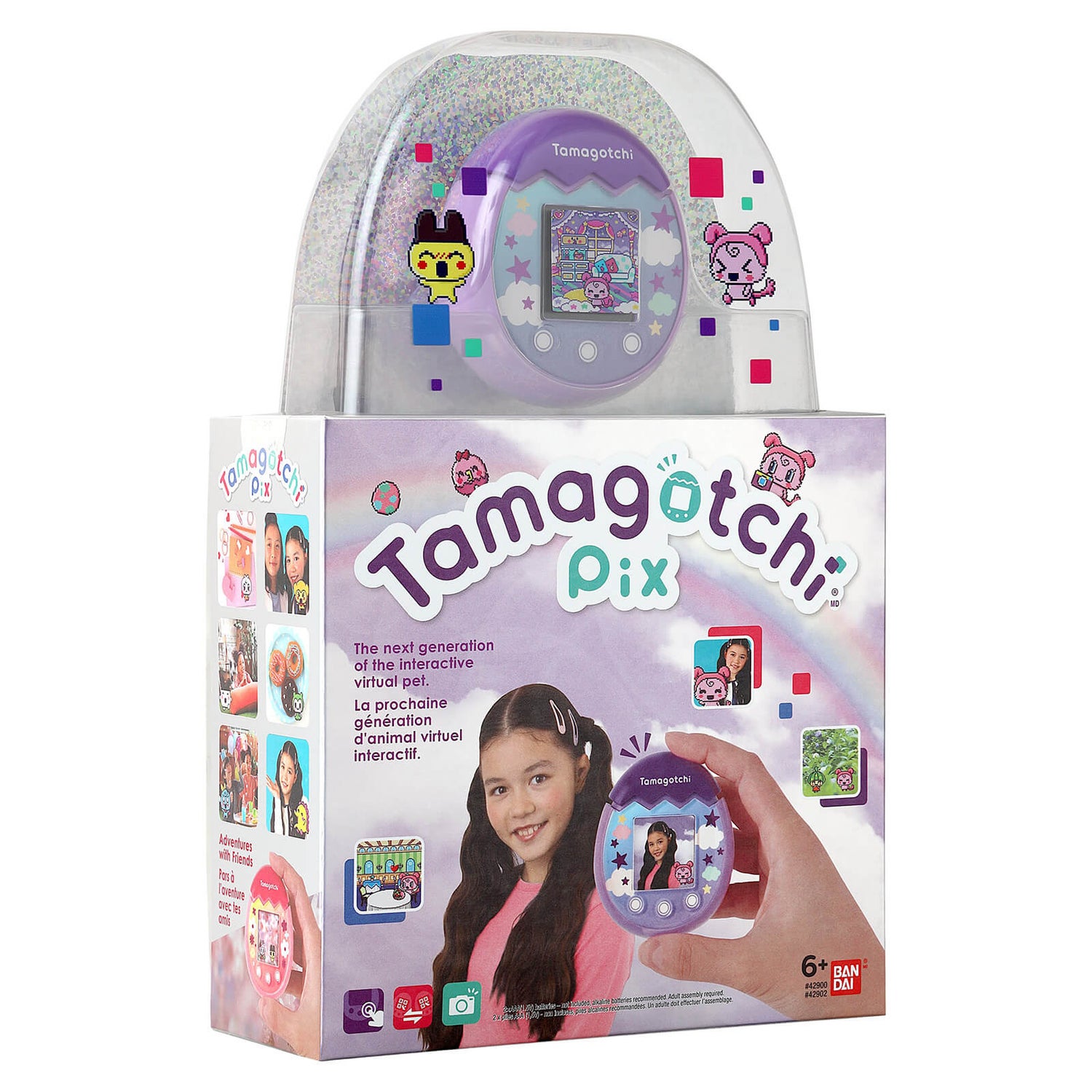 Tamagotchi Pix Virtuelles Haustier und Kamera Lila Bandai