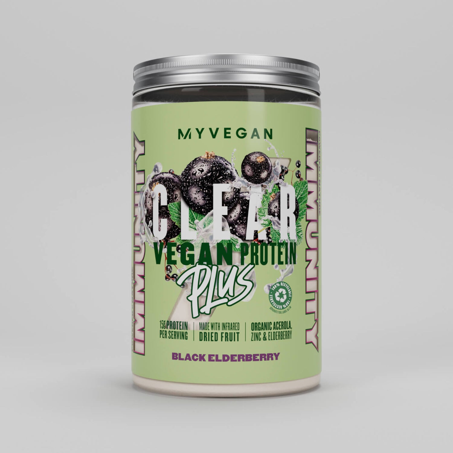 Clear Vegan Protein Plus - Immuunsysteem - 375g - Vlierbes