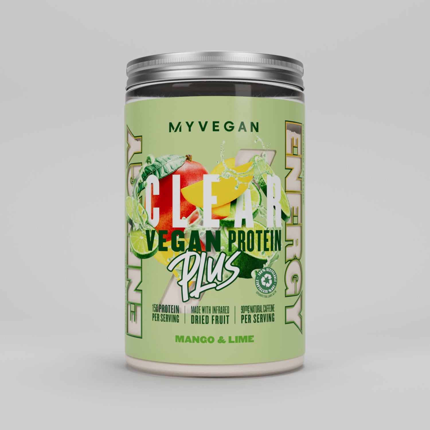 Myvegan Clear Vegan Protein PLUS Energy (CEE) - 375g - Mango & Lime