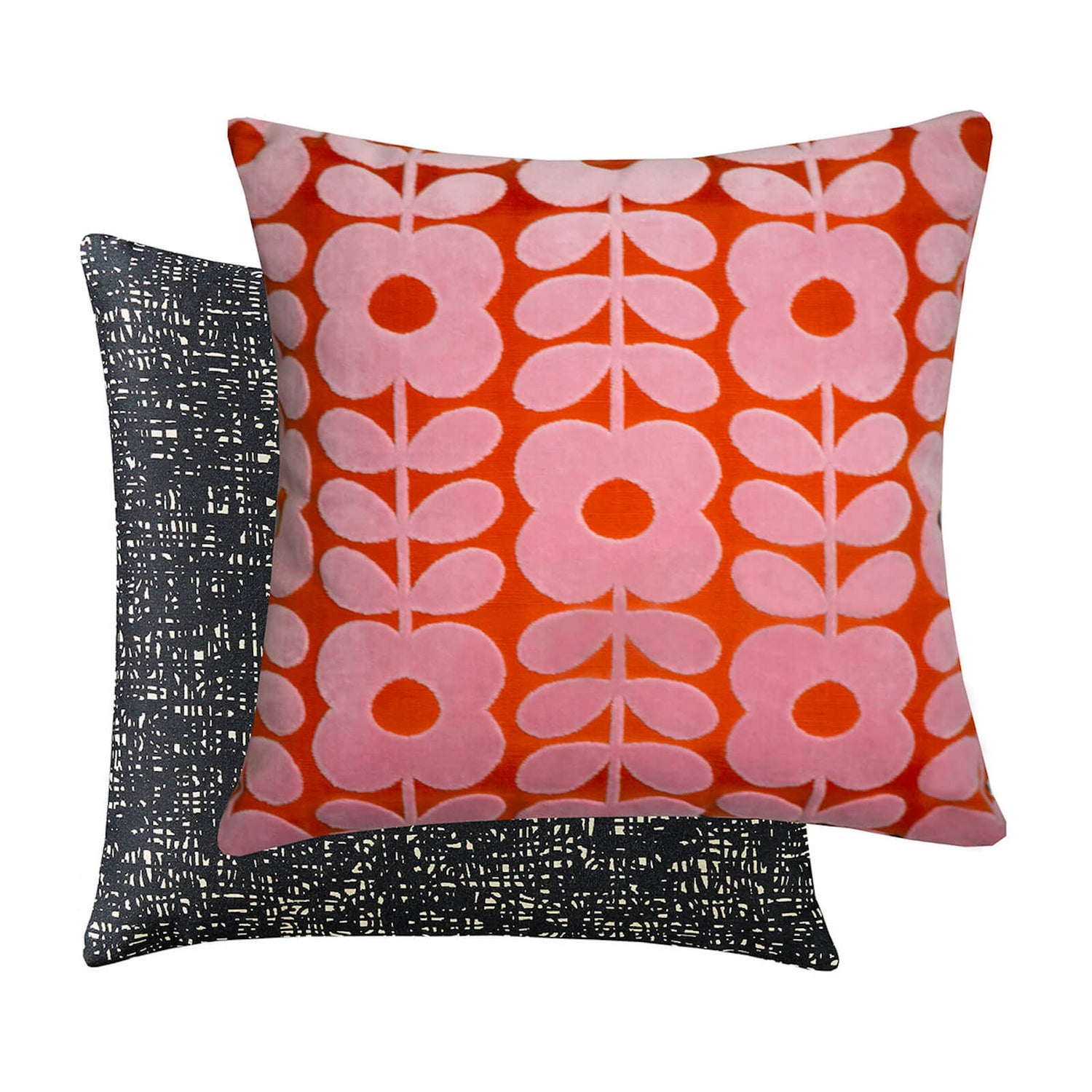 Orla Kiely Flower Stem Velvet Cushion - Pink