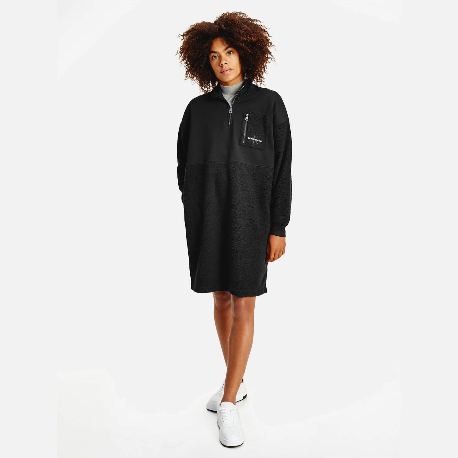Calvin Klein Jeans Women's Polar Fleece Half Zip Dress - CK Black - XS