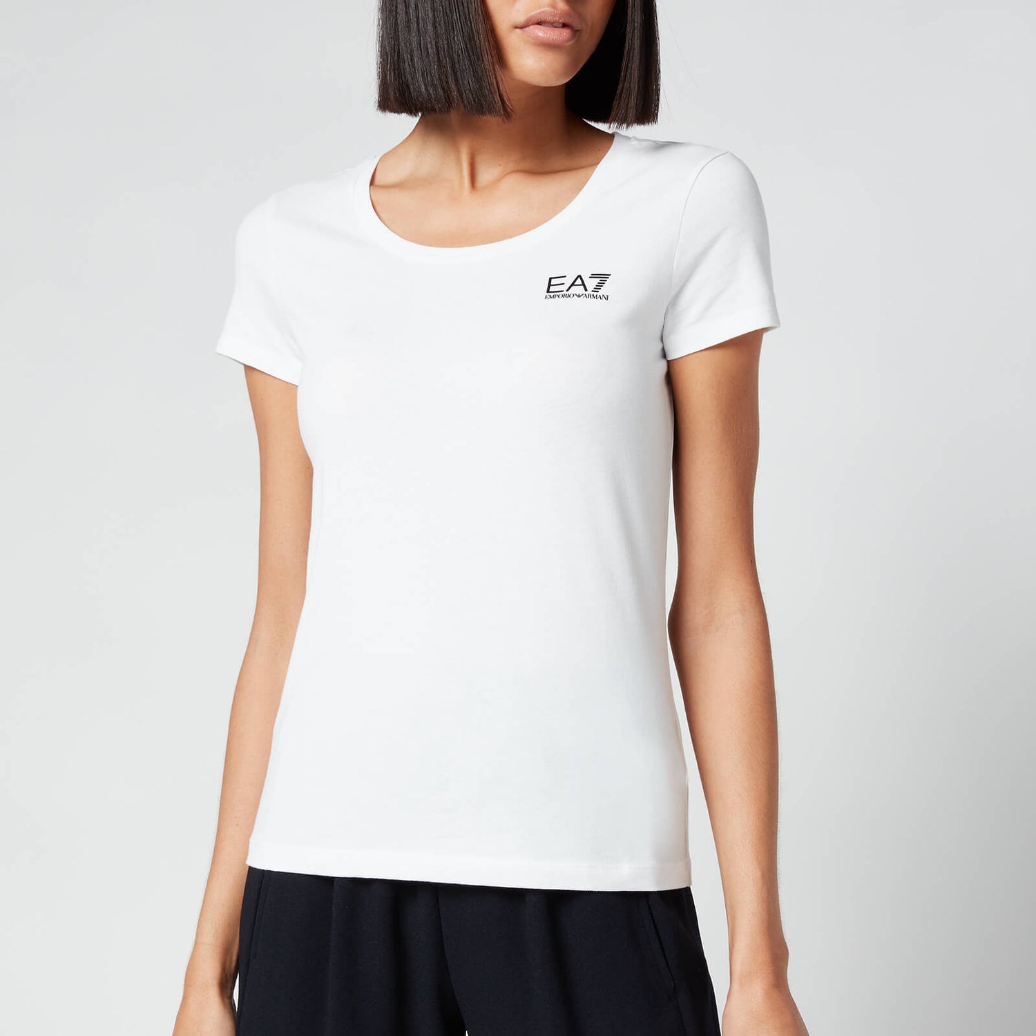 Emporio Armani EA7 Women's Train Shiny Small Logo T-Shirt - White/Black