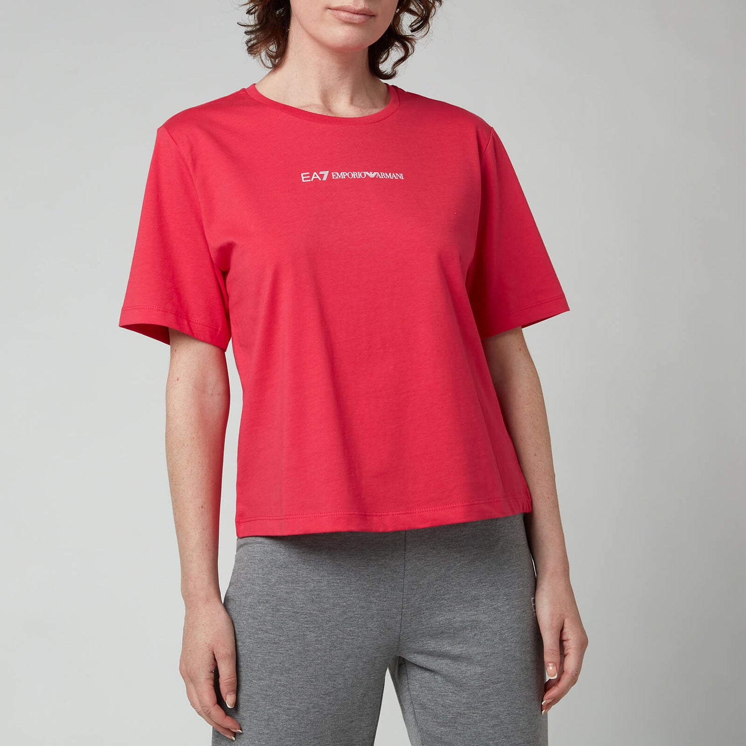 Emporio Armani EA7 Women's Train Logo Series Cross Over T-Shirt - Rose Red