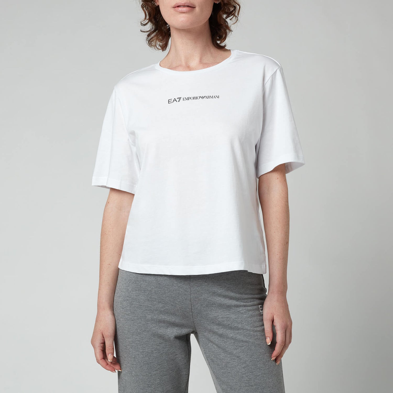 Emporio Armani EA7 Women's Train Logo Series Cross Over T-Shirt - White