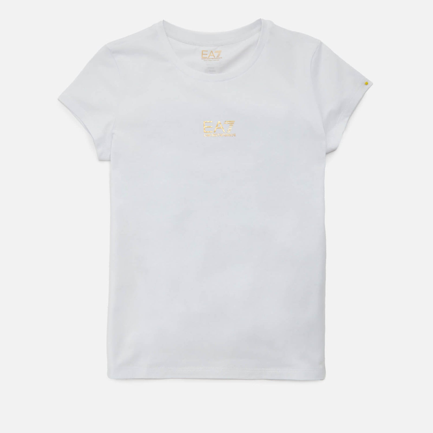 EA7 Girls' Sporty Shiny Logo T-Shirt - White