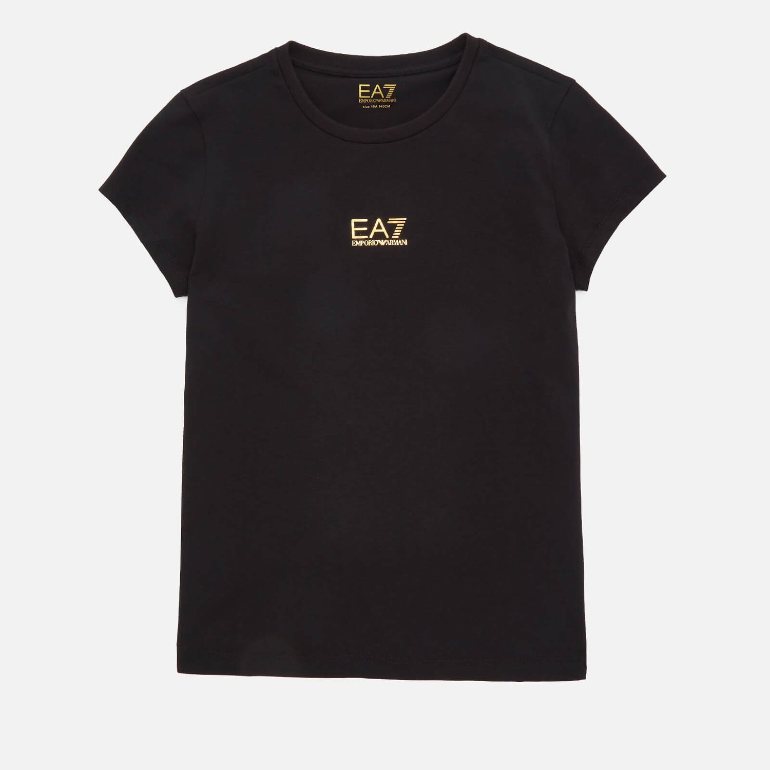 EA7 Girls' Sporty Shiny Logo T-Shirt - Black