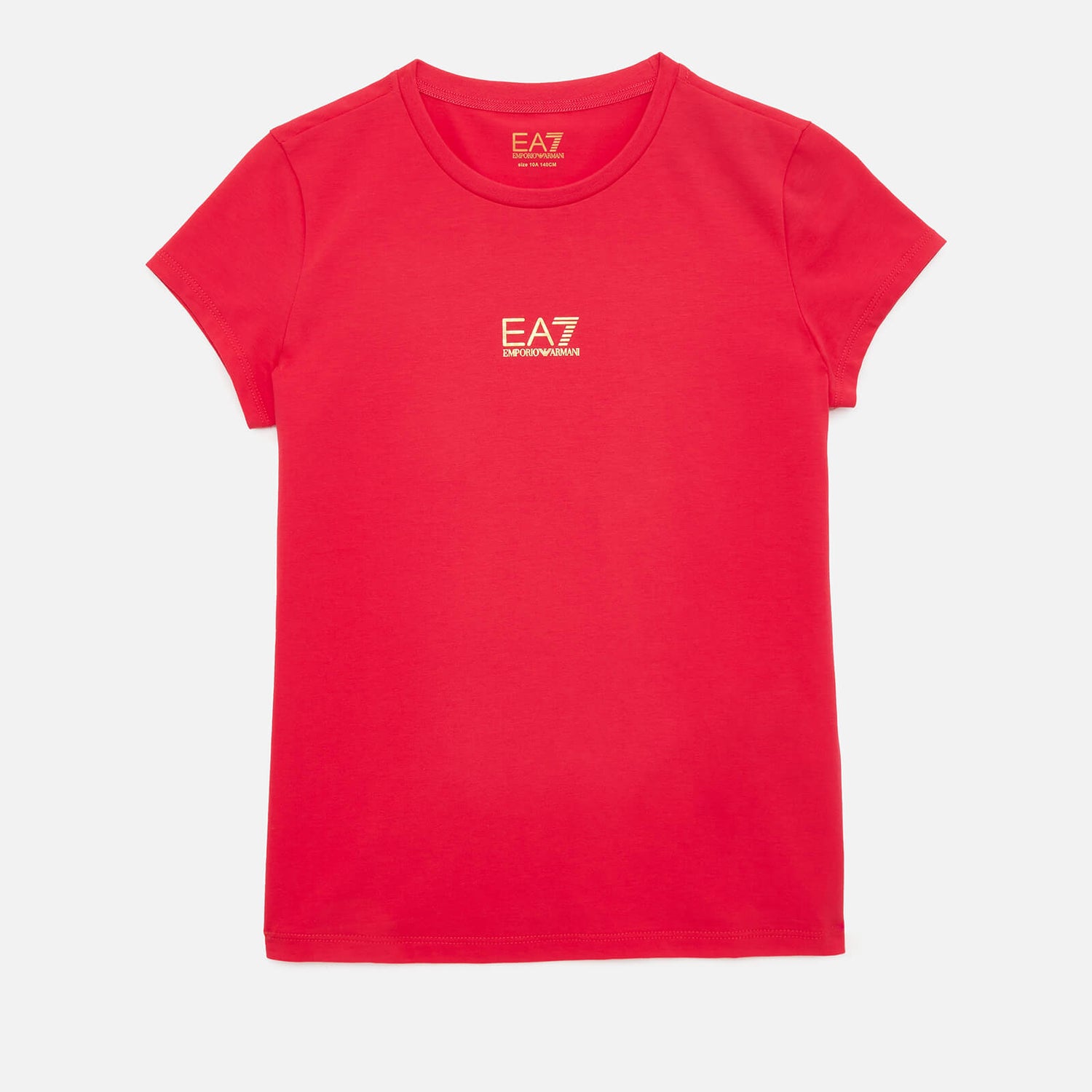 EA7 Girls' Sporty Shiny Logo T-Shirt - Rose Red