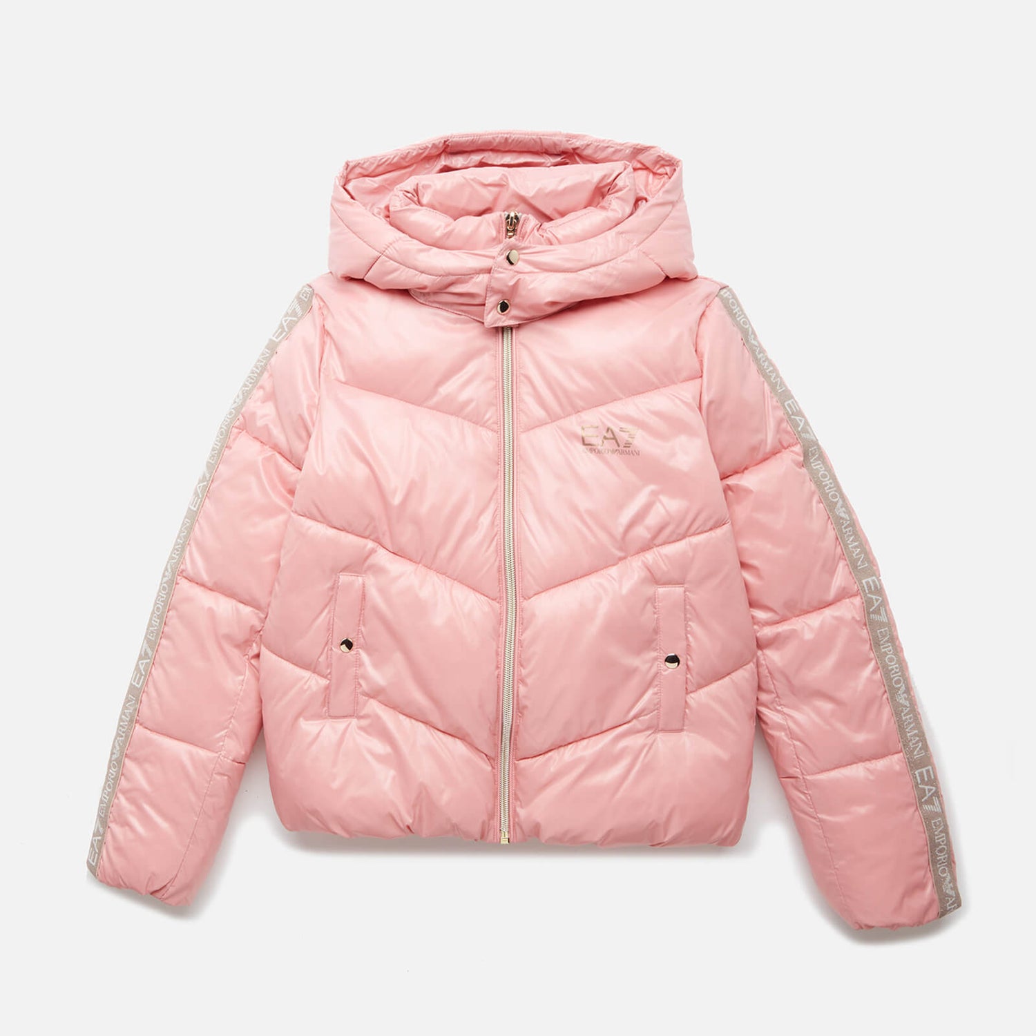 EA7 Girls' Side Logo Padded Jacket - Pink - 4 Years