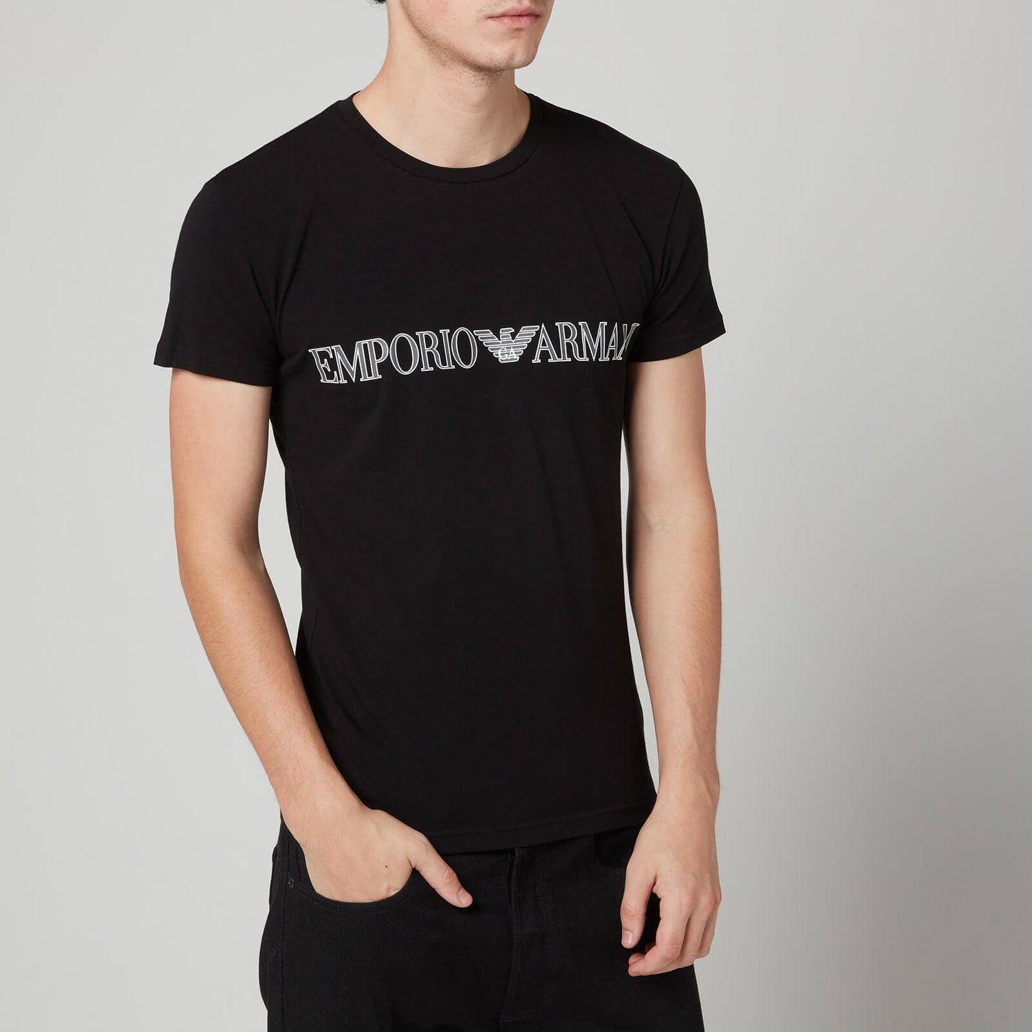 Emporio Armani Loungewear Men's Mega Logo Crewneck T-Shirt - Black